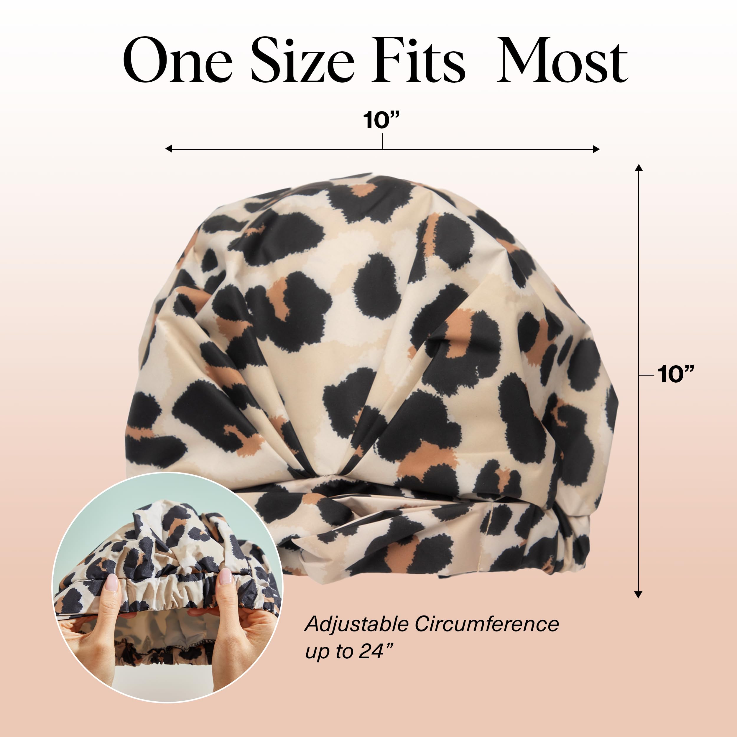 kitsch Luxury Shower Cap for Women, Leopard- Leopard,one size