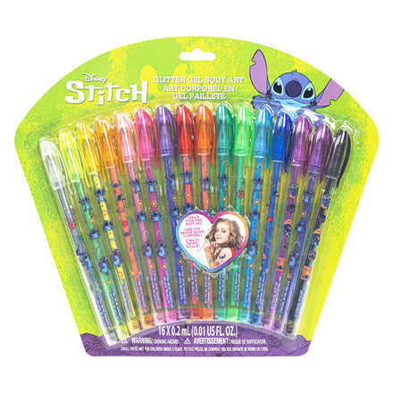 Stitch 16 Piece Glitter Pen Body Art Set, Glittery and Bright Colors, Ages 3+, By Townley Girl