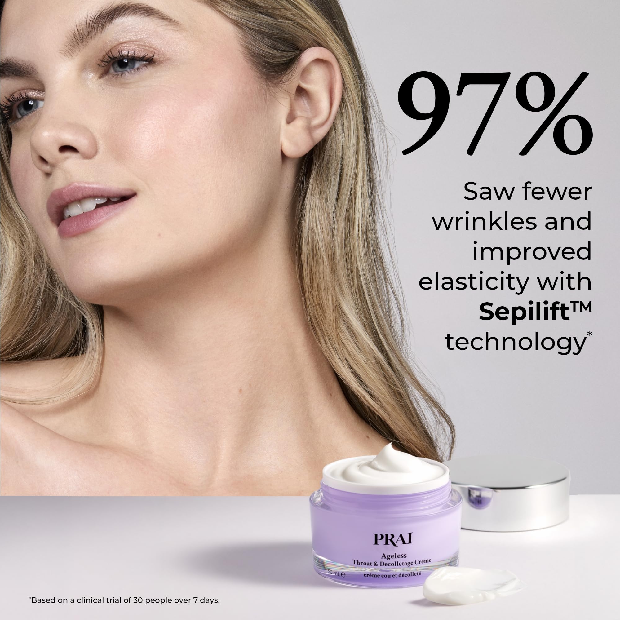 PRAI Ageless Throat & Decolletage Creme 30ml - Anti-Ageing, Collagen Boosting Skincare Cream - Tightens & Firms Skin, Reduces Wrinkles - Luxury Neck Moisturiser With Hyaluronic Acid - 7 Day Results