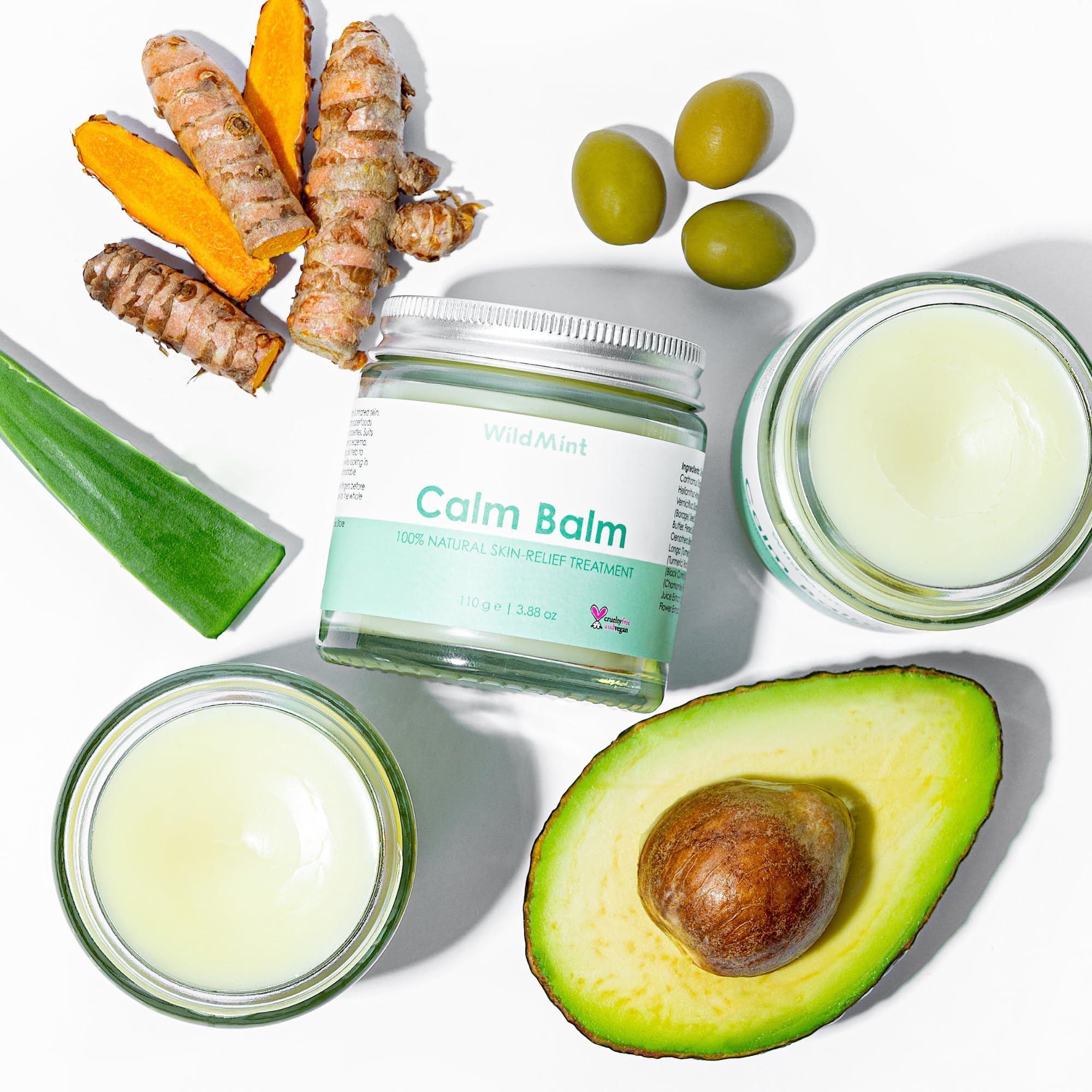 WildMint Calm Balm 100% Natural Relief Treatment for Sore, Itchy & Dry Skin | Intensive Shea Butter Moisturiser Suitable for Baby with Sensitive Skin Prone to Eczema, Redness & Irritation | 120ml