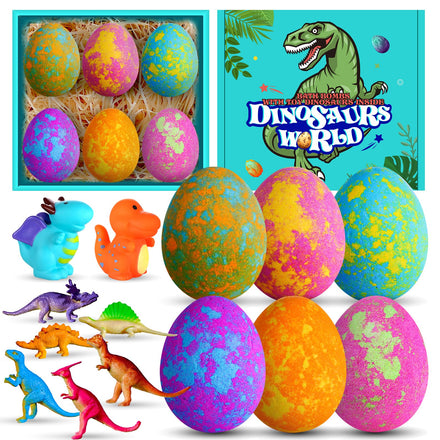 Aofmee Bath Bombs, Bath Bombs for Kids, Bath Bomb with Dinosaurs Toy Inside for Christmas Birthday Easter Children Day Halloween Present, Bubble Bath Bombs Gifts Set for Boys Teenage Girls