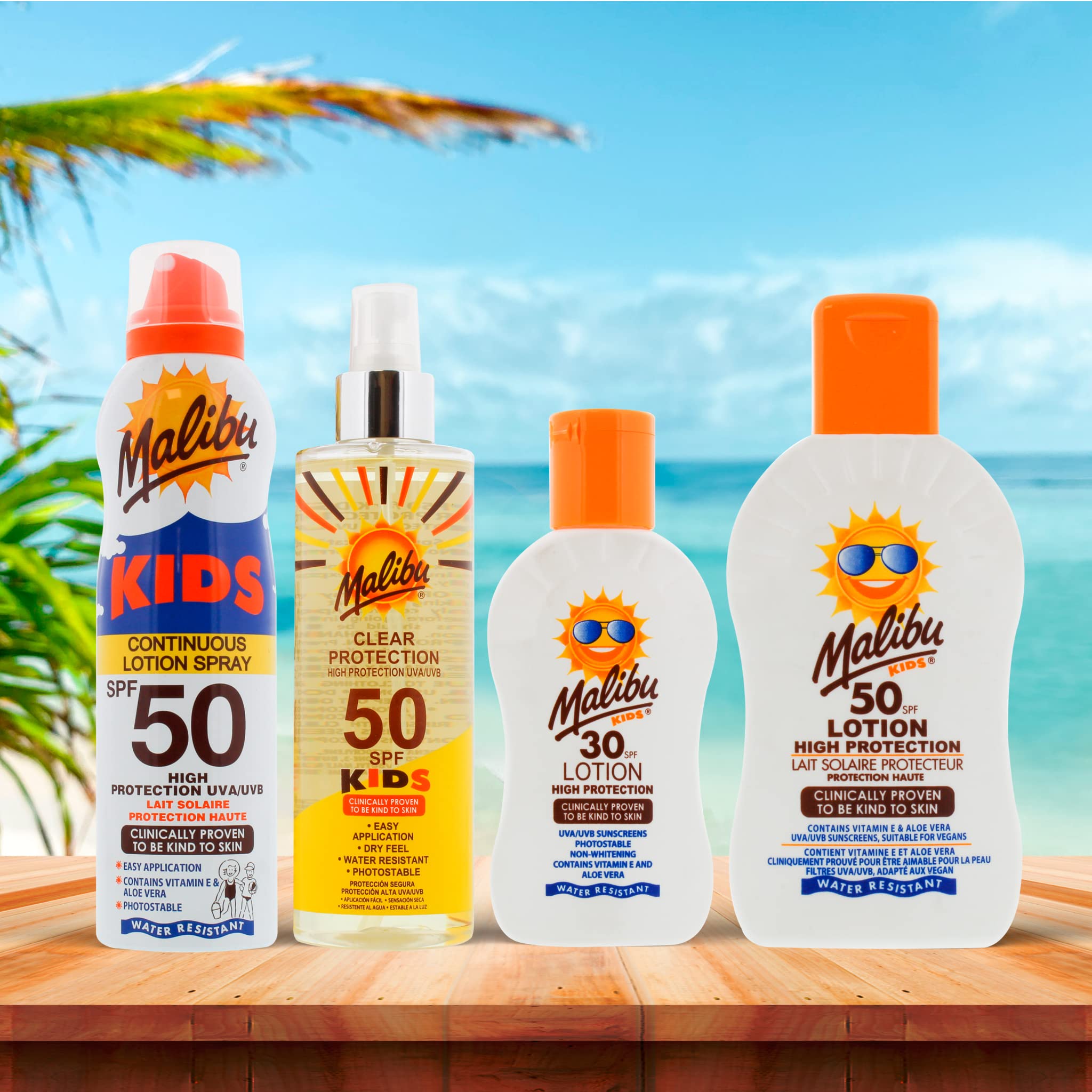 MALIBU 250ML SPF 50 KIDS CLEAR PROTECTION SPRAY PUMP (EN;ES)