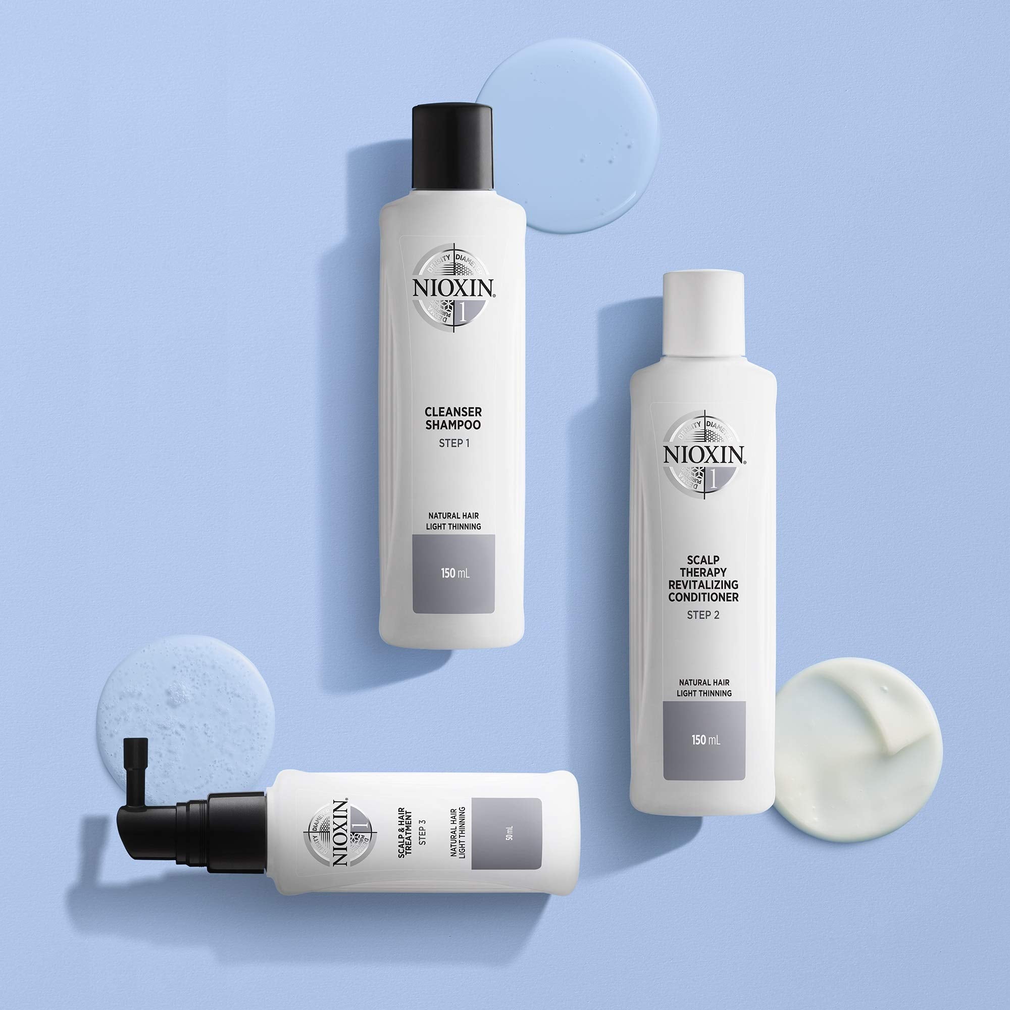 Nioxin 3-Part System, System 1 Natural Hair with Light Thinning, Hair Thickening Treatment, Scalp Therapy, Trial Kit