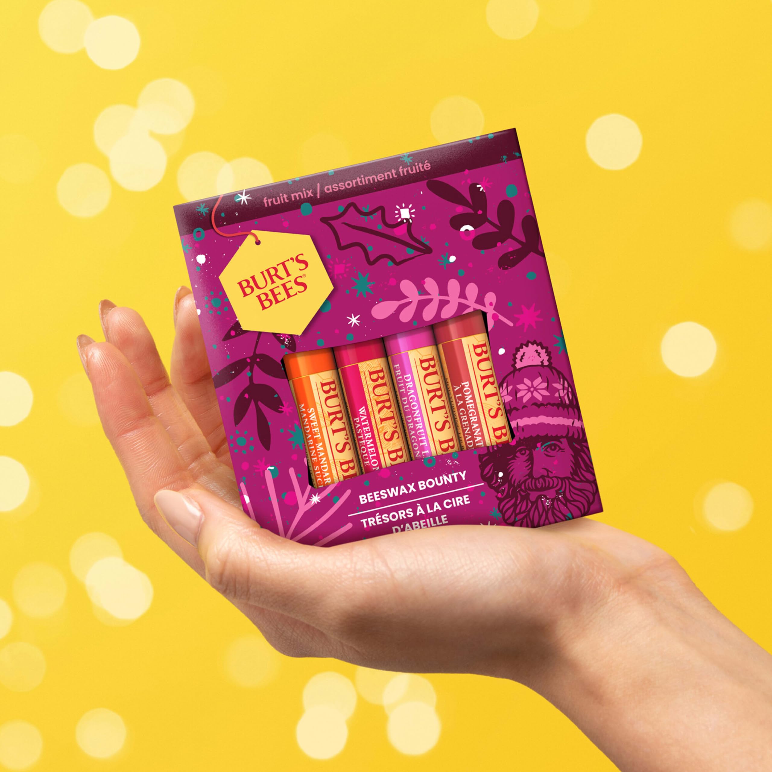Burt's Bees Lip Balm Gift Set, Lip Balm Multipack, Sweet Peach, Watermelon, Pomegranate and Dragonfruit Lemon, 4x4.25g