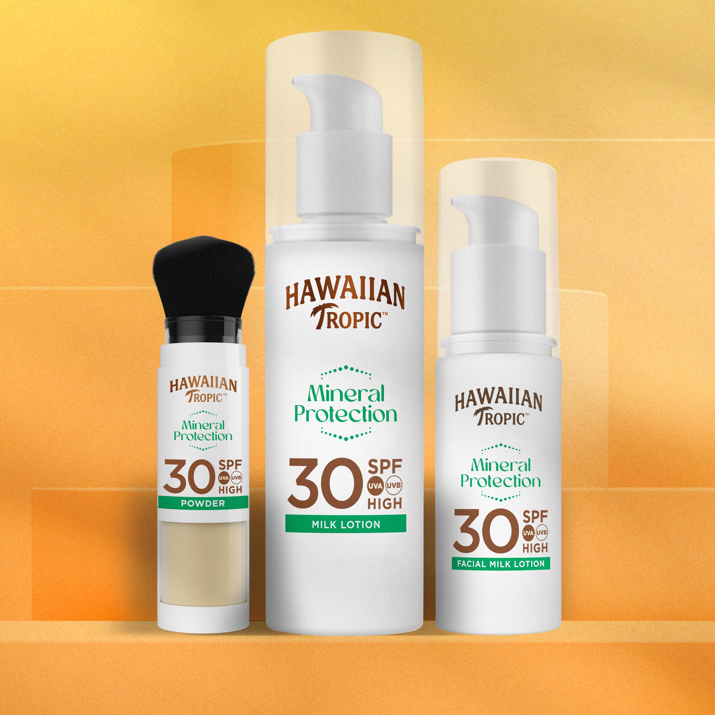 Hawaiian Tropic Mineral Protection Sunscreen Powder SPF 30 UVA plus UVB Protection, Make Up Compatible, Zinc Oxide Filters, Water Resistant, Vegan