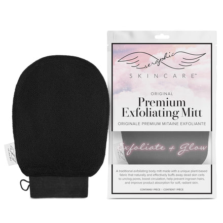 Seraphic Skincare Korean Exfoliating Gloves (1pc) Microdermabrasion at Home, Exfoliating Mitts Visibly Lift Away Dead Skin, Great for Spray Tan Removal, Made of 100% Viscose Fiber