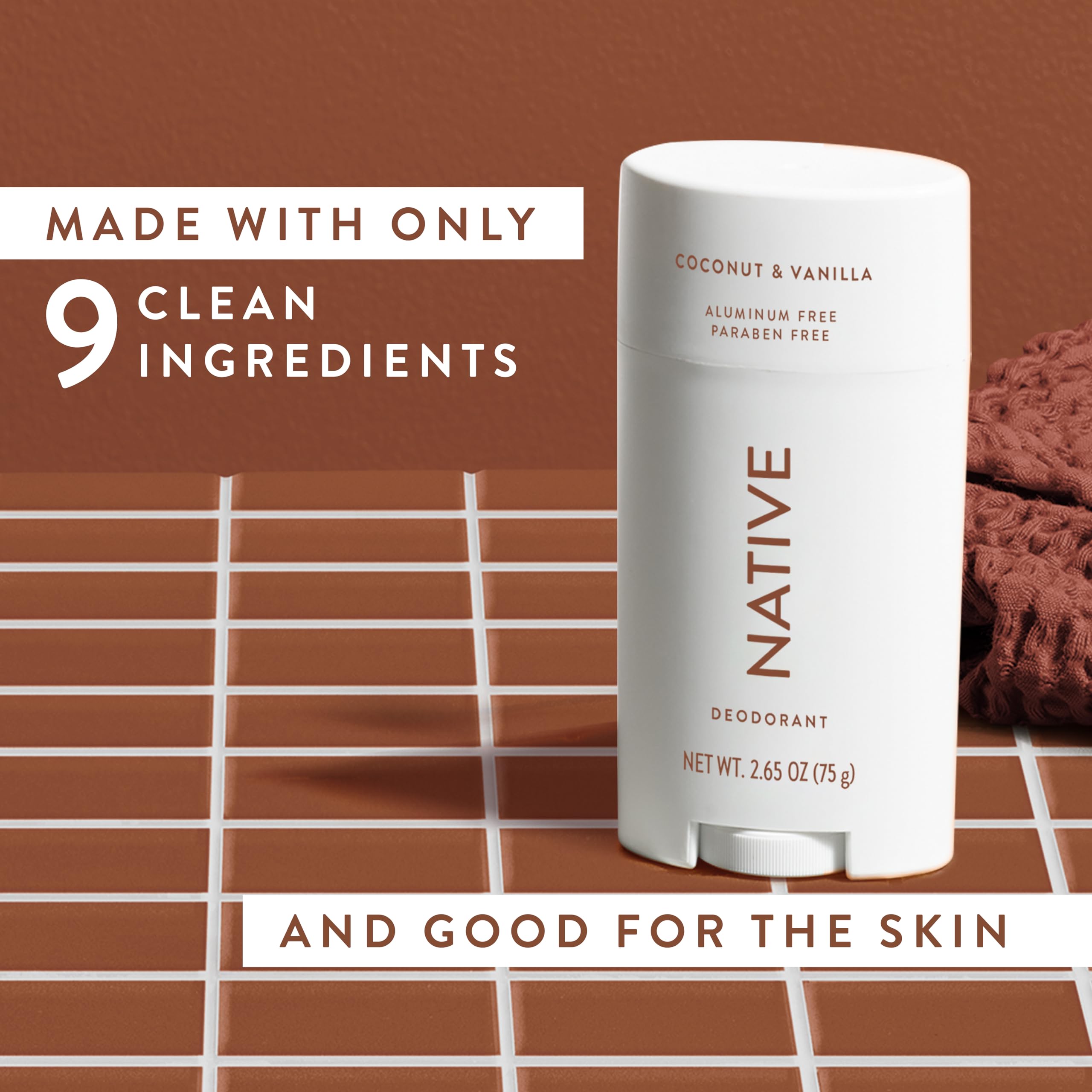Native Deodorant Womens & Men – Alcohol & Aluminium Free - Coconut & Vanilla Scent - Naturally Derived with Shea Butter, Coconut Oil & Baking Soda - 72 Hour Odor Control (75ml)