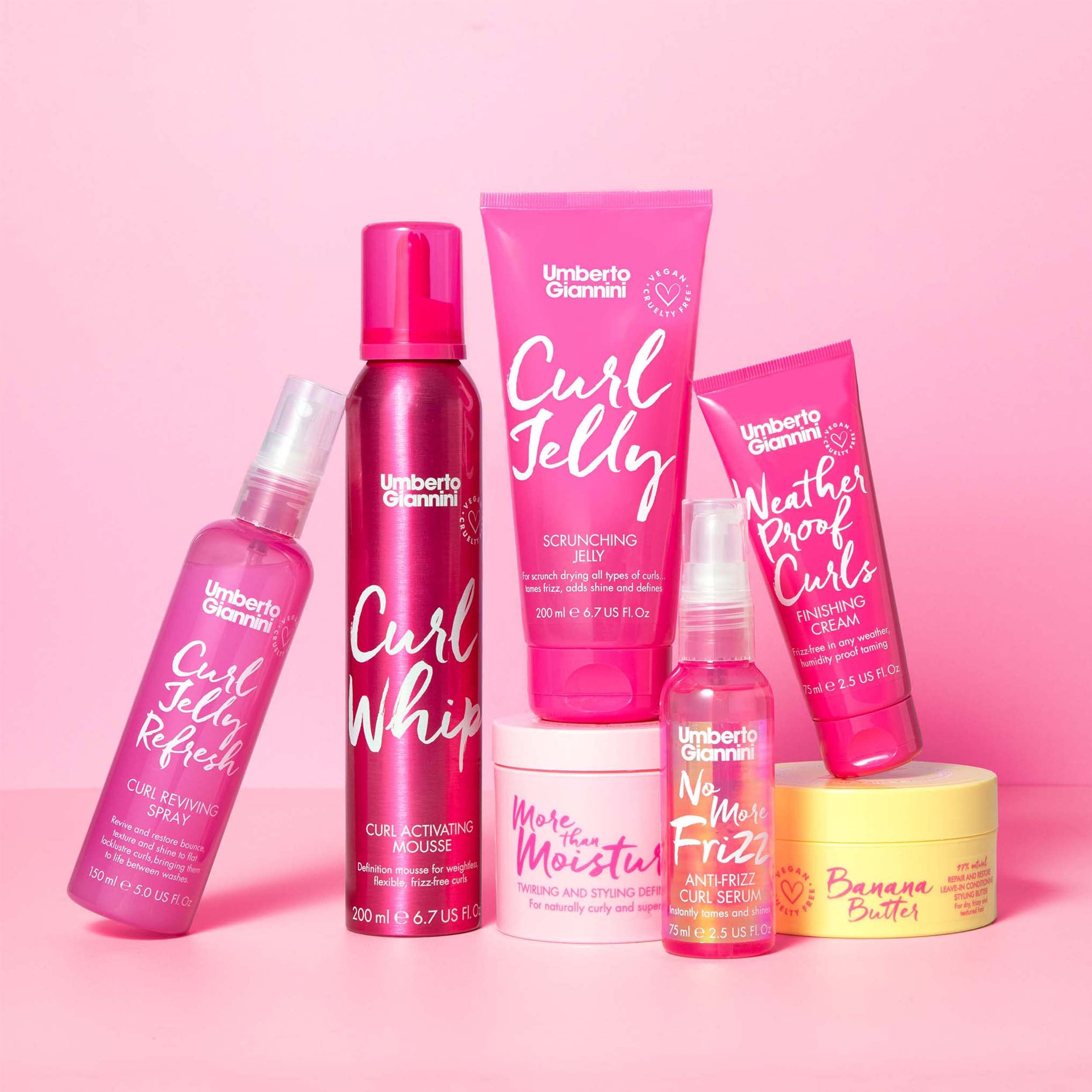 Umberto Giannini Curl Styling Duo - Curl Jelly Scrunching Jelly & Curl Activating Mousse for Curly or Wavy Hair - Ultimate Hold & Definition