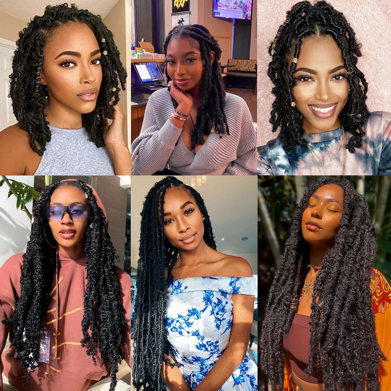 Xtrend 8 Packs 12 Inch Soft Springy Afro Twist Hair Pre-Separated Spring Twist Hair for Faux Locs Natural Black Marley Twist Crochet Braiding Hair Synthetic Hair Extensions 8 Strands/Pack 1B#