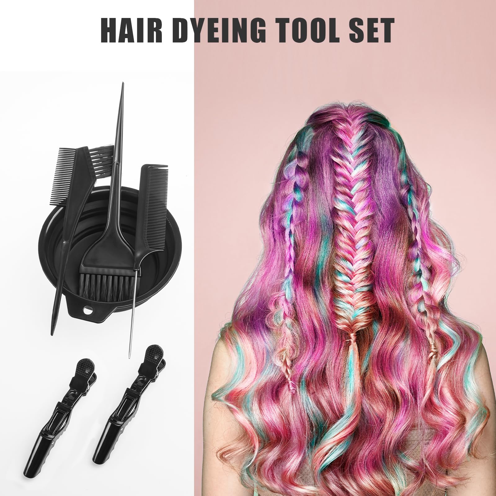 Hair Coloring Dyeing Kit, Gezimetie Hair Dyeing Tool Set, Brush Double-sided Coloring Comb and Bowl Set Kit DIY Salon