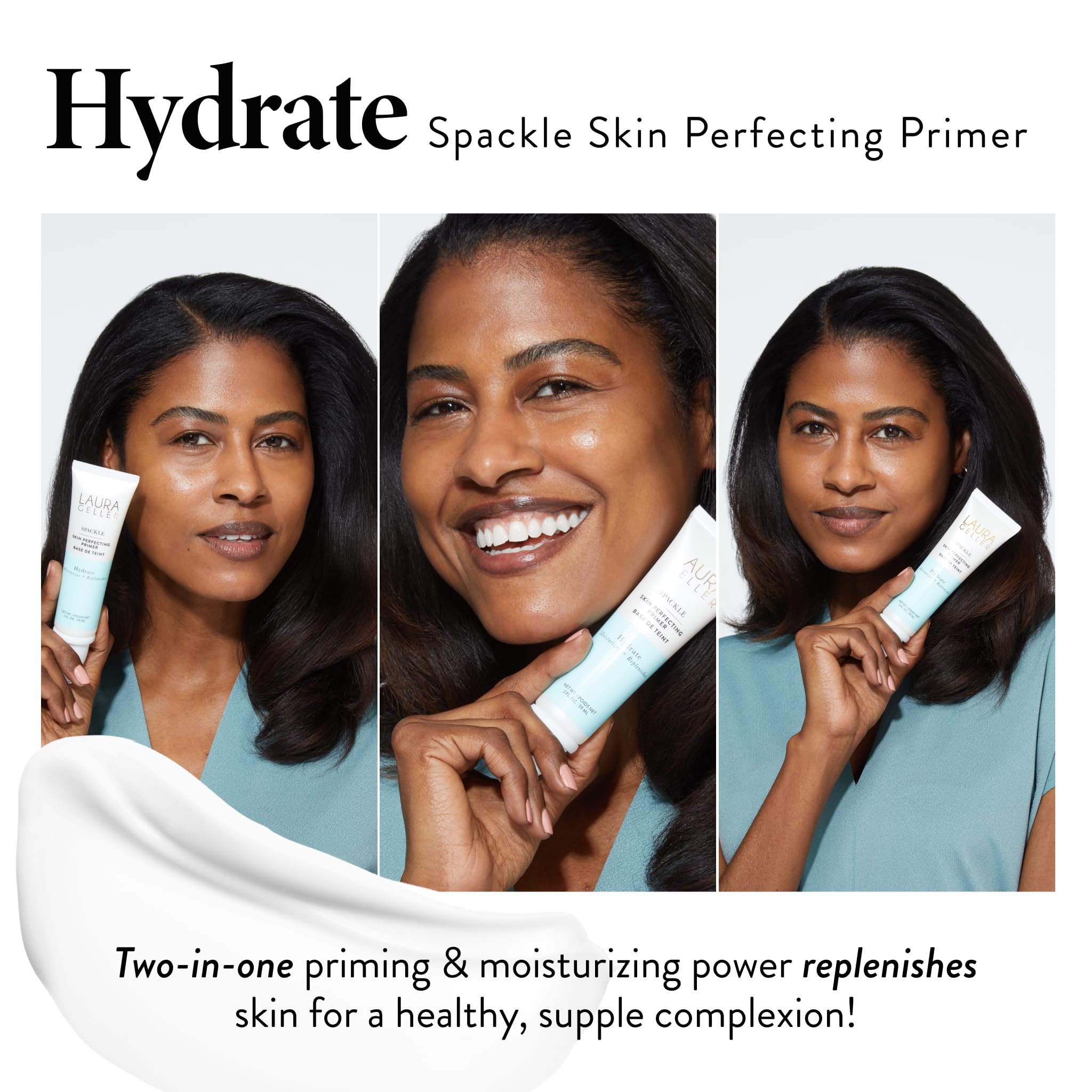 LAURA GELLER NEW YORK Spackle Super-Size - Hydrate - 2 Fl Oz - Skin Perfecting Primer Makeup with Hyaluronic Acid - Long-Wear Foundation Face Primer
