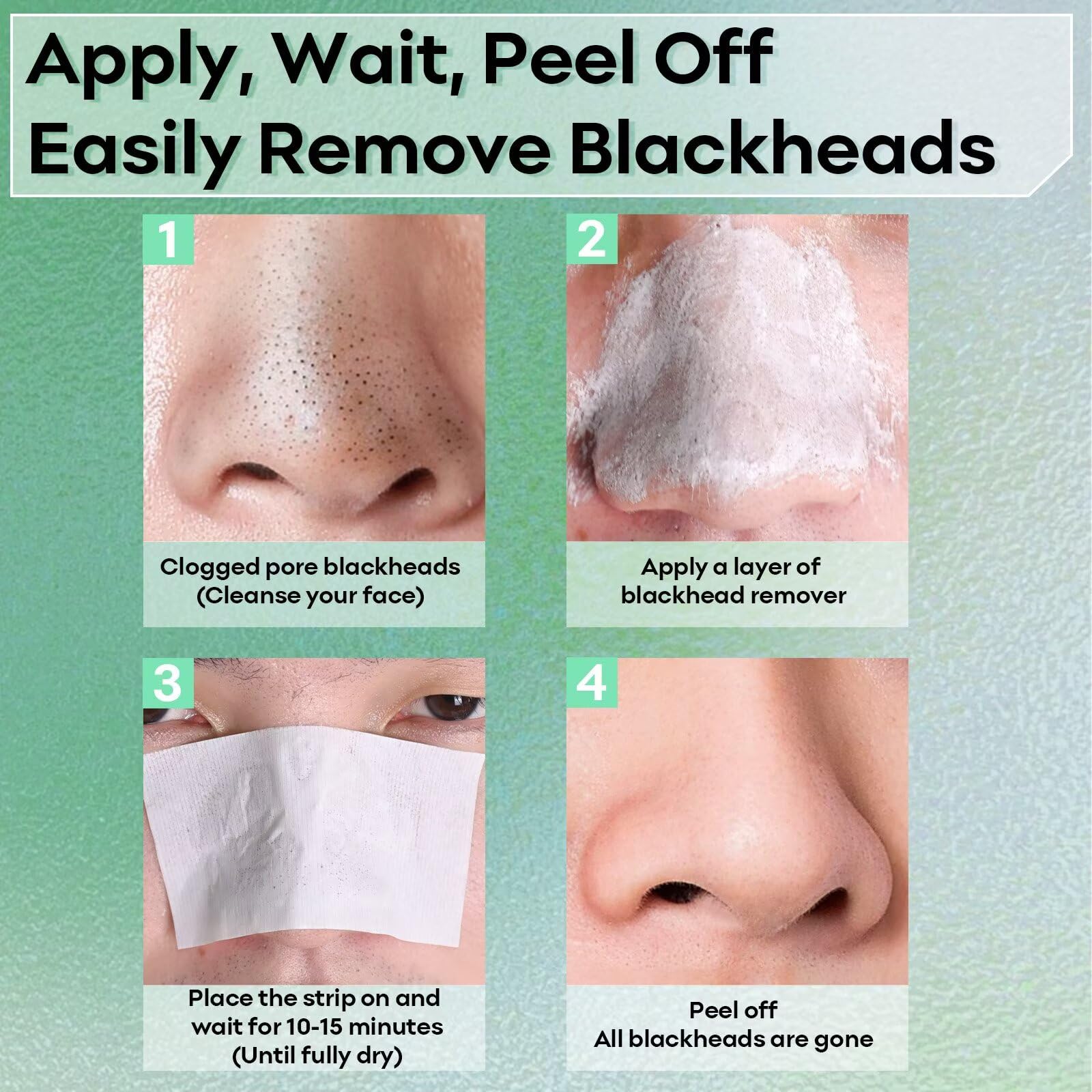 Blackhead Remover Peel Off Mask for Nose & Face - Blackhead Removal Deep Cleansing Kit with 100pcs Strips, 1.7oz