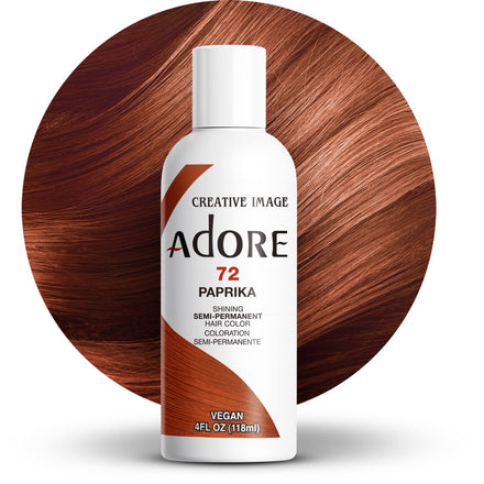 Adore Semi Permanent Hair Color - Vegan and Cruelty-Free Brown Hair Dye - 4 Fl Oz - 072 Paprika (Pack of 1)