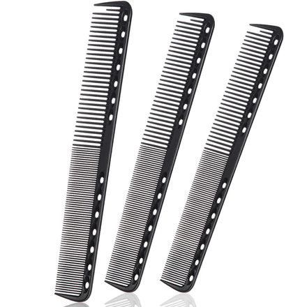 JASLY 3 Pack Black Carbon Fiber Fine Cutting Combs, 18 x 2.5 cm, Unisex, Adults & Hair Stylists