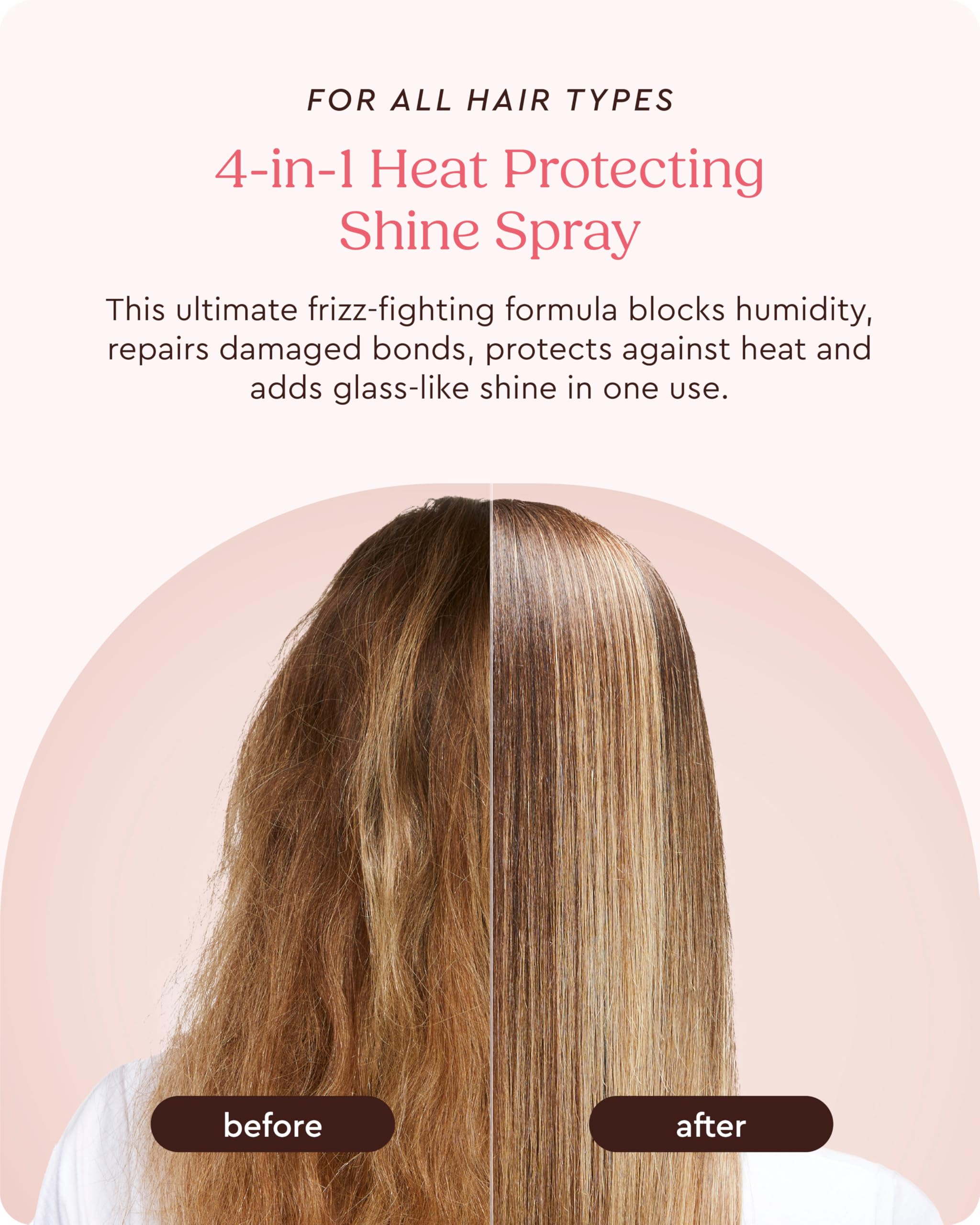 Glaze MirrorGlaze Super Sleek Hair Shine Spray – Transforms Frizz to Glass-Like Shine, Protects from Heat, Blocks Humidity + Repairs Bonds – 190ml