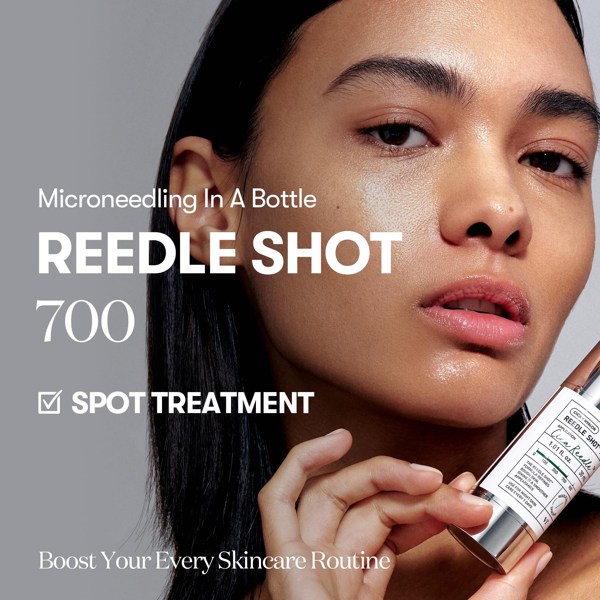 VT COSMETICS CICA Reedle Shot 700, Spicule Microneedling Serum for Pore Care&Exfoliation, Exosome&Centella Asiatica for Glass Skin, Acne&Blemish Care, Korean Liquid Skin Booster (1 Fl Oz / 30ml)