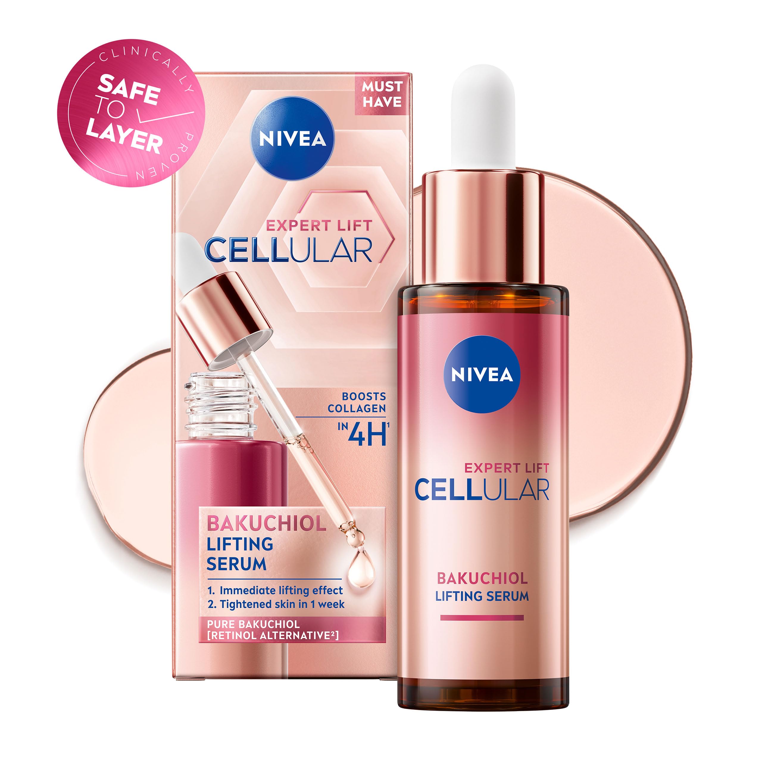 NIVEA Cellular Expert Bakuchiol Lifting Serum (30ml), Face Serum with Pure 10x Bakuchiol, Visibly Reduces Wrinkles, Lifts Contours and Tightens Skin