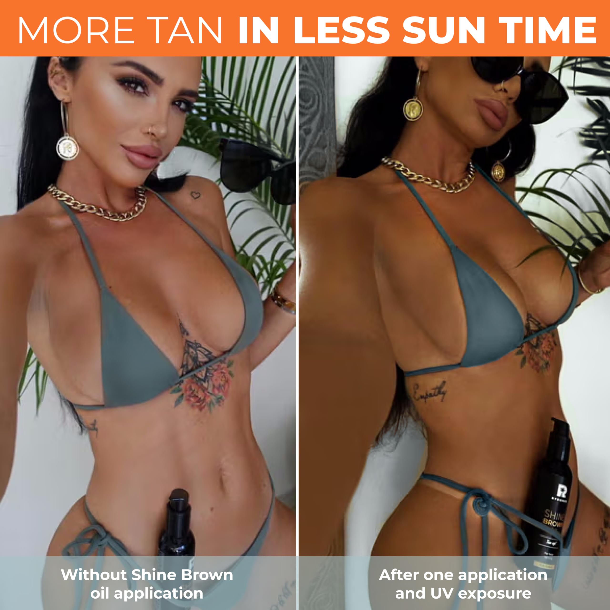 BYROKKO Shine Brown Tanning Oil (150 ml), XXL Sunbed Tanning Accelerator for Outdoor Sun or Indoor Tanning Bed Lotion, Fast Bronzer with Premium Natural Ingredients for Deep, Long-Lasting Glow