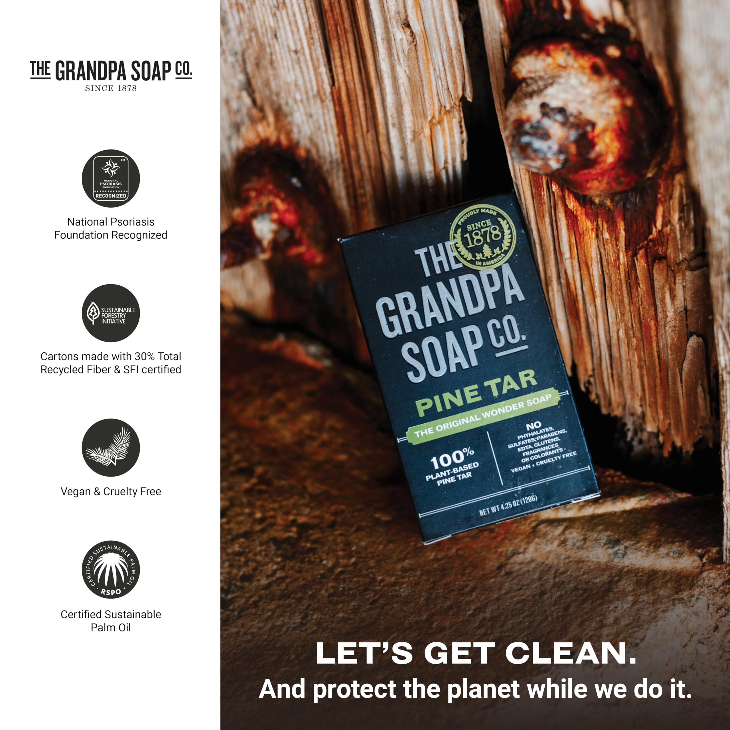 Grandpa's Pine Tar Bar Soap 3.25 Ounce (Pack of 3)