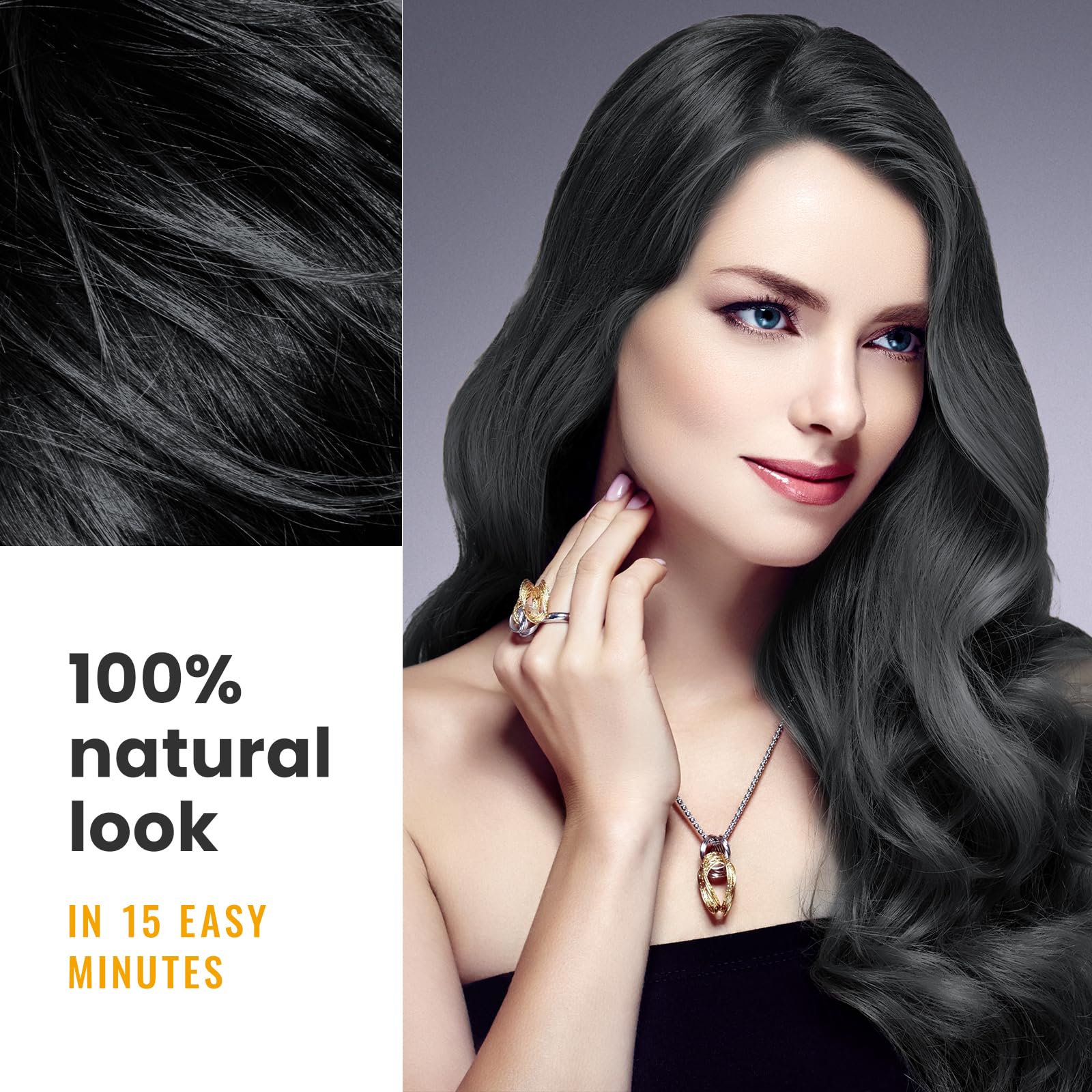 Black Hair Dye Shampoo 3 in 1 for Gray Hair, Hair Colour Shampoo for Women Men Grey Coverage (500 ml)