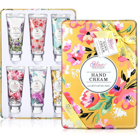 Hand Cream Gift Set, Gifts for Women, Hand Cream Set Enriched with Shea Butter and Glycerin for Dry Hands, Pack of 6 Hand Lotion Travel Size Hand Cream, Valentine's Mothers Gift Sets