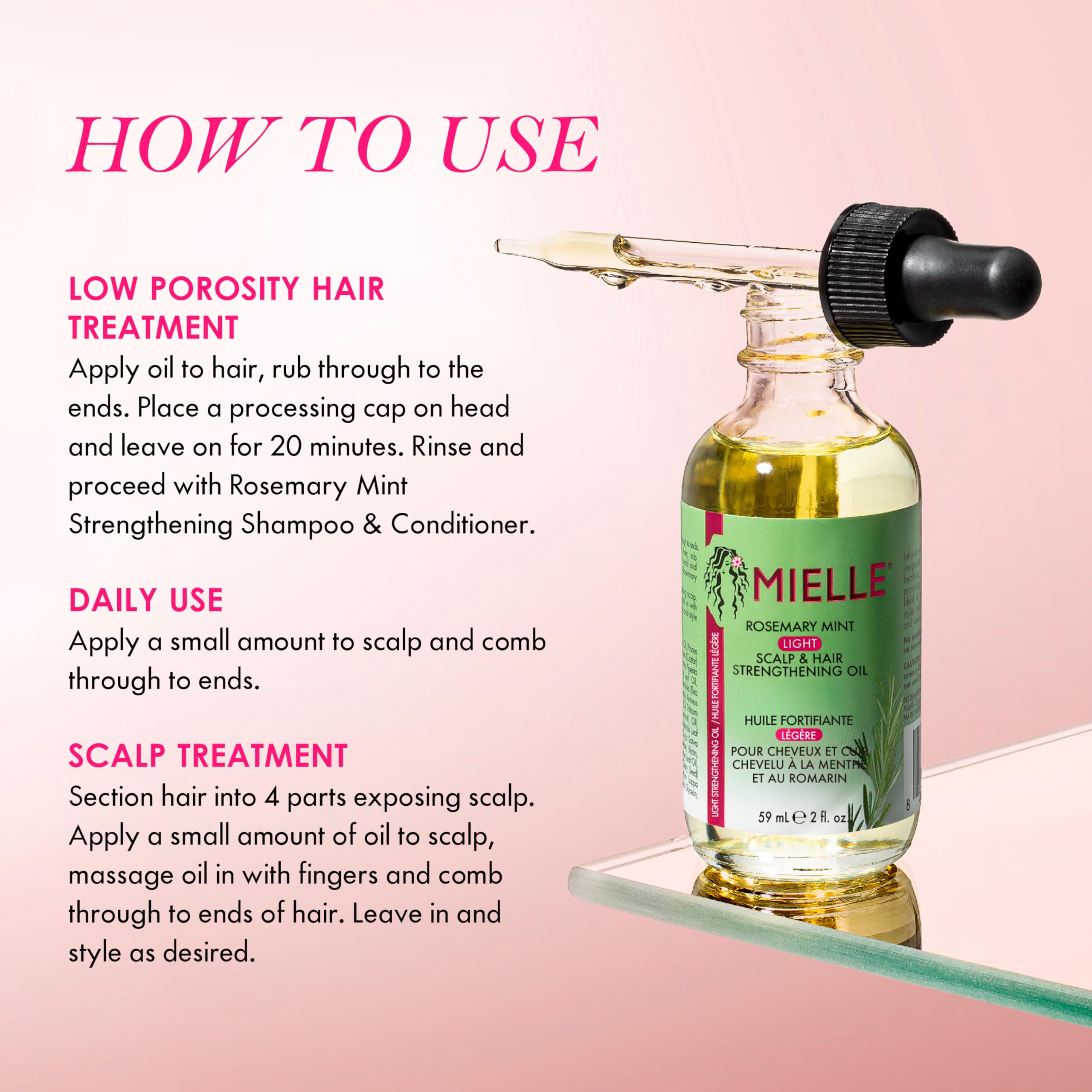 Mielle Rosemary Mint Scalp and Hair Strengthening 1 x Regular Oil 59 ml & 1 x Light Oil 59 ml Bundle