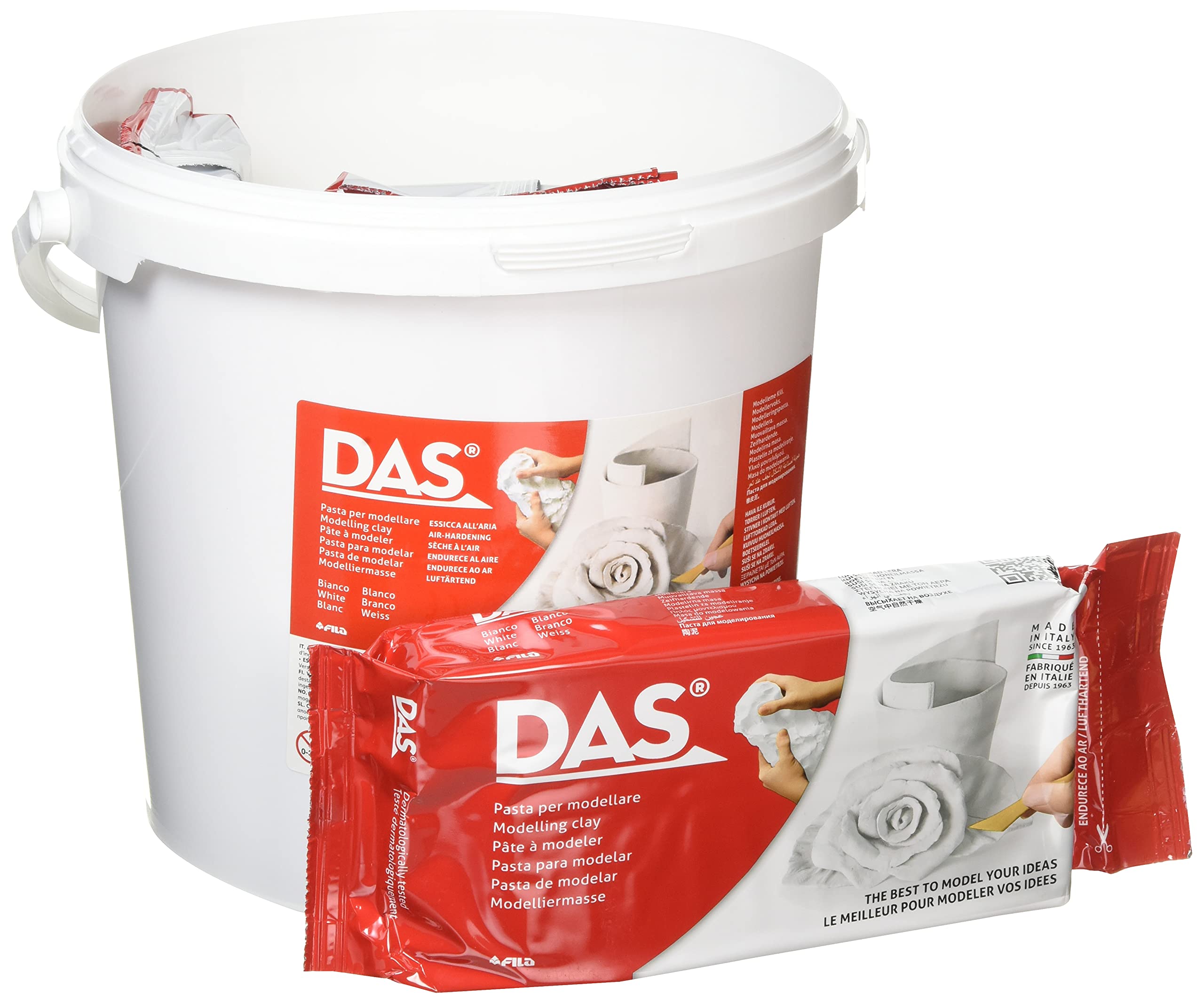 DAS White Air-Hardening Modelling Clay, School Pack, 5x1kg, Ideal for Schools and Art Classes