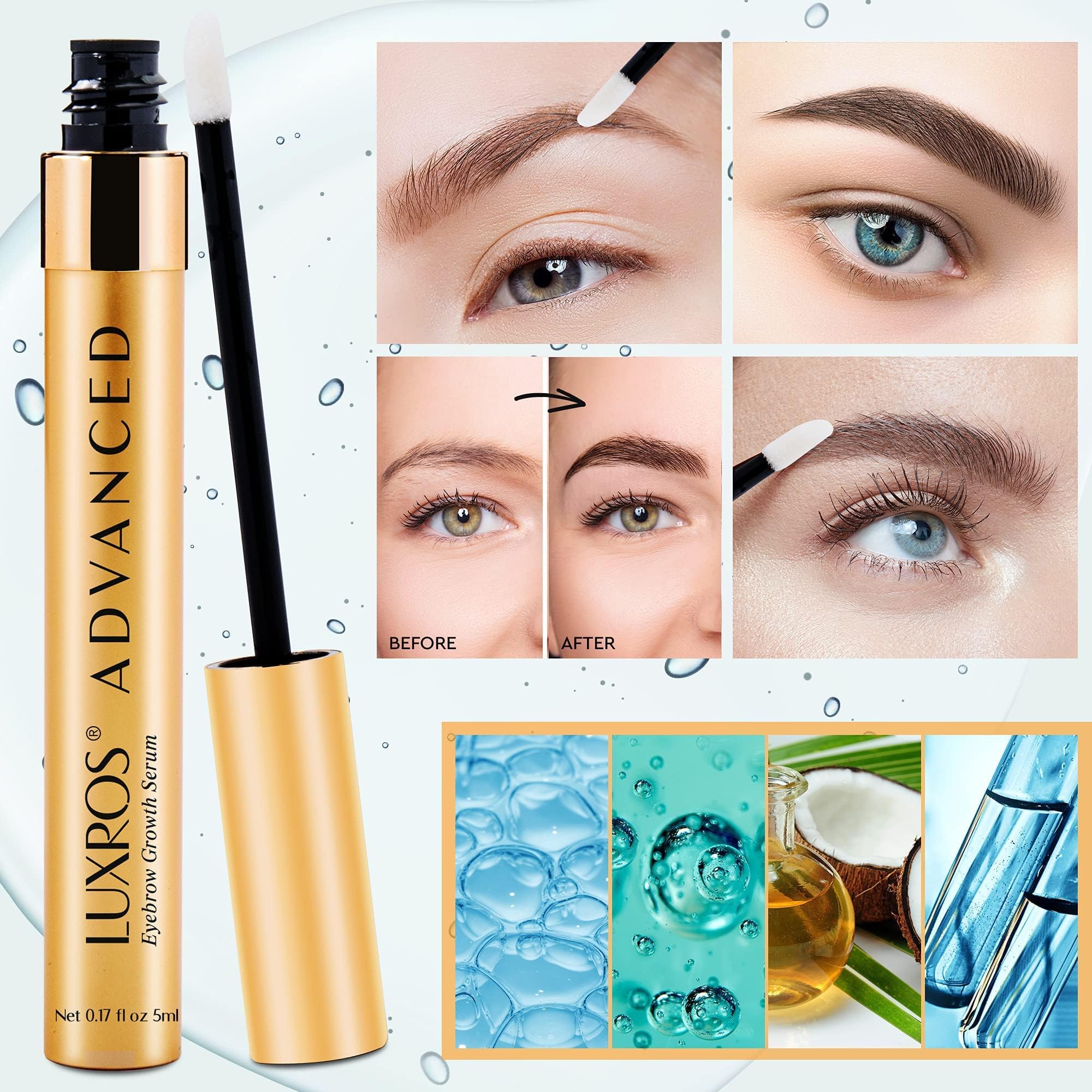 LUXROS Eyebrow Enhancer, Boost Serum for Longer, Thicker, Healthier Brows - 5ml, 6 Month Supply