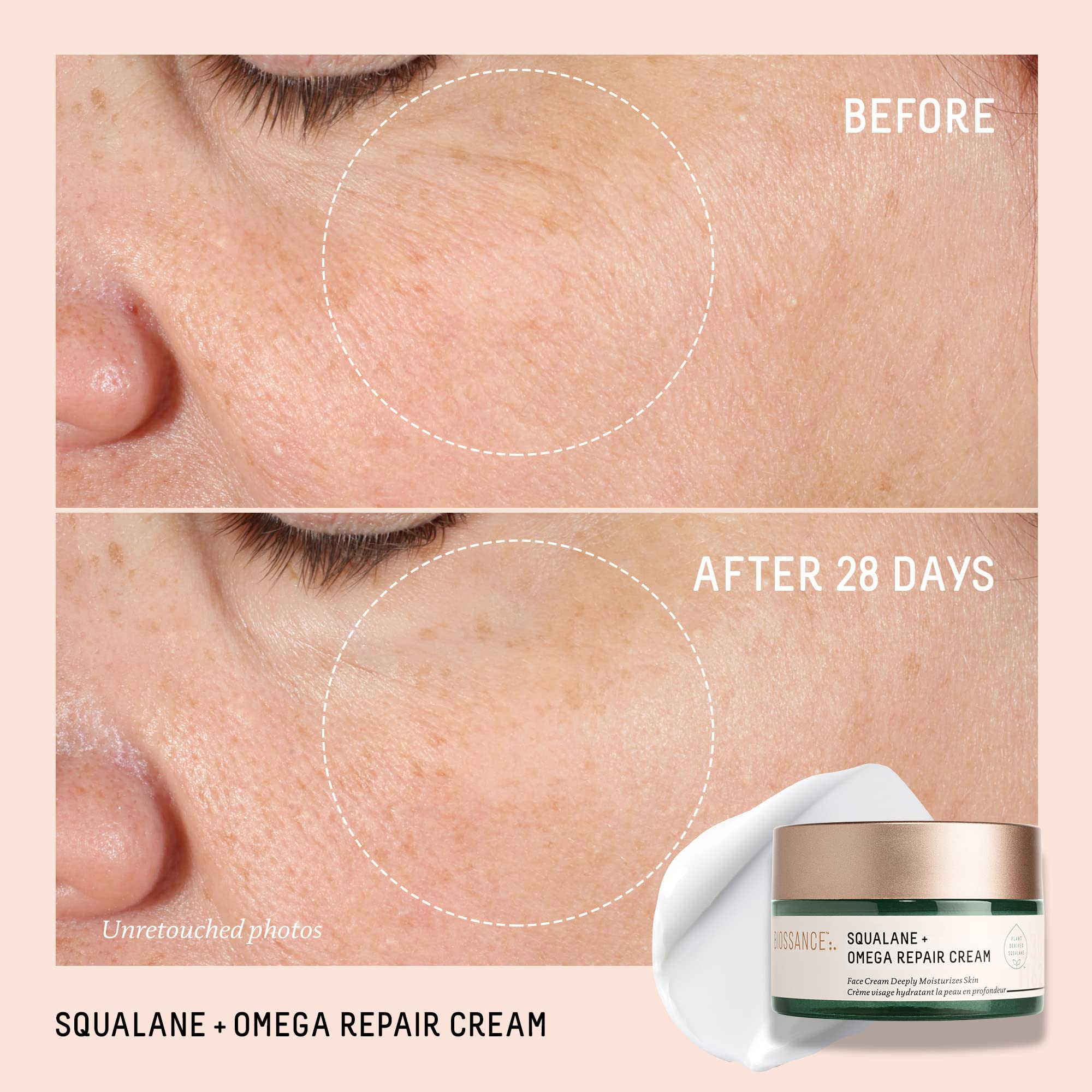 Biossance Squalane + Omega Repair Cream - Ultra-Rich Moisturizing Cream for Smooth, Plump Skin with No Greasy Feel - No Parabens or Fragrance (50ml)