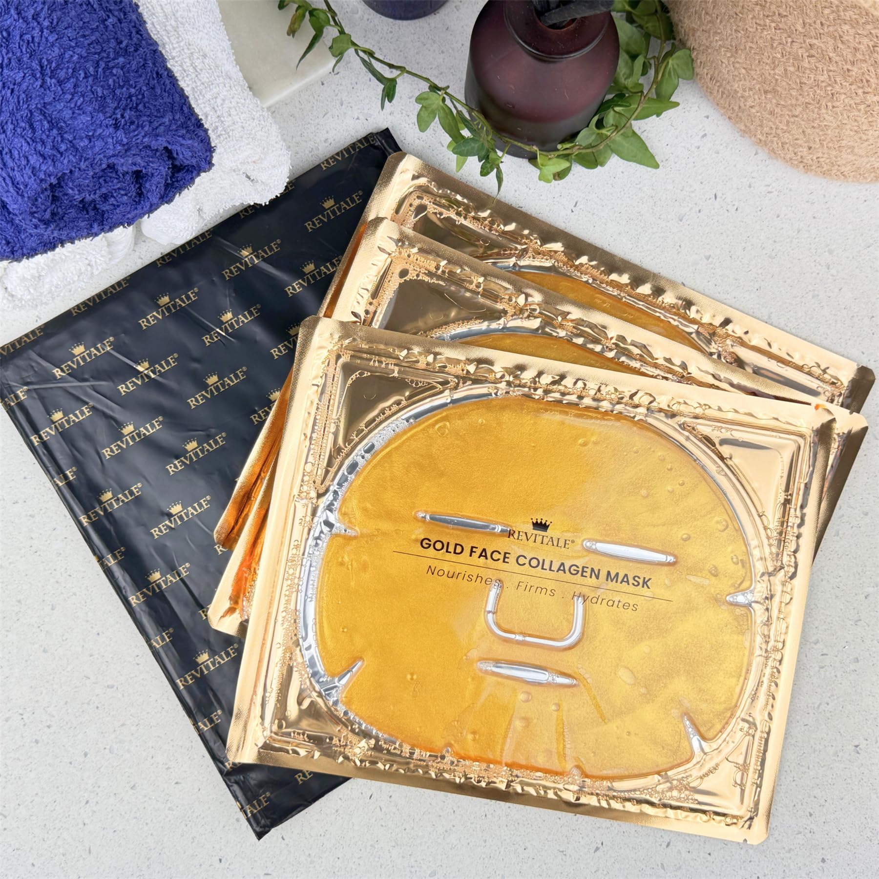 REVITALE 24K Gold Face Mask - Enriched with Collagen (3 Pack)