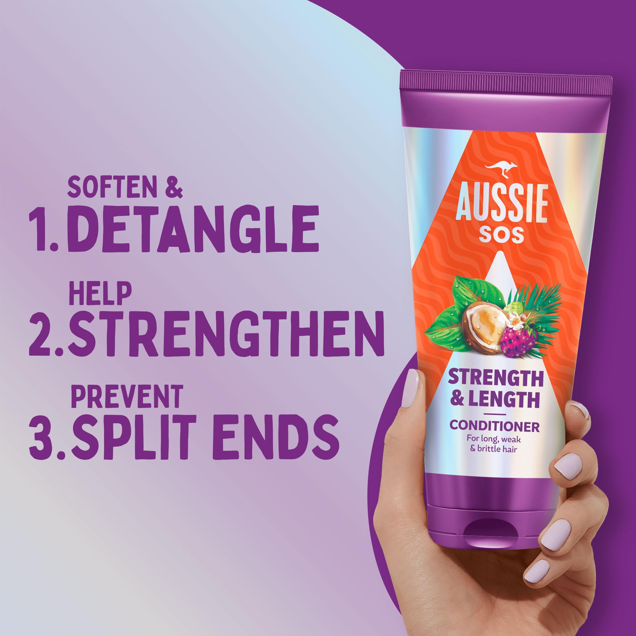 Aussie Strength And Length Shampoo And Conditioner Set, Hydrates And Strengthens Long, Weak Hair, Nourishes Fragile Hair To Help Prevent Split Ends And Breakage From Styling Damage
