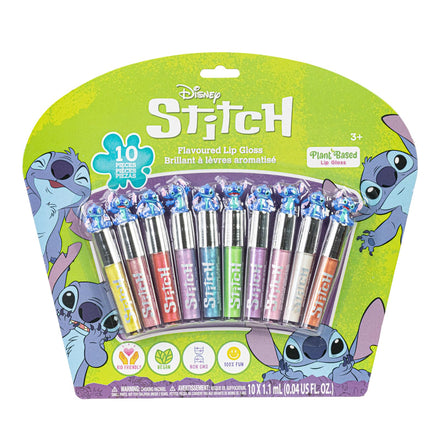 Stitch 10 Piece Plant Based Lip Gloss, Girls Party Favours, First Makeup Set for Girl, Perfect for Parties, Sleepovers and Birthday Gifts, Ages 3+, by Townley Girl