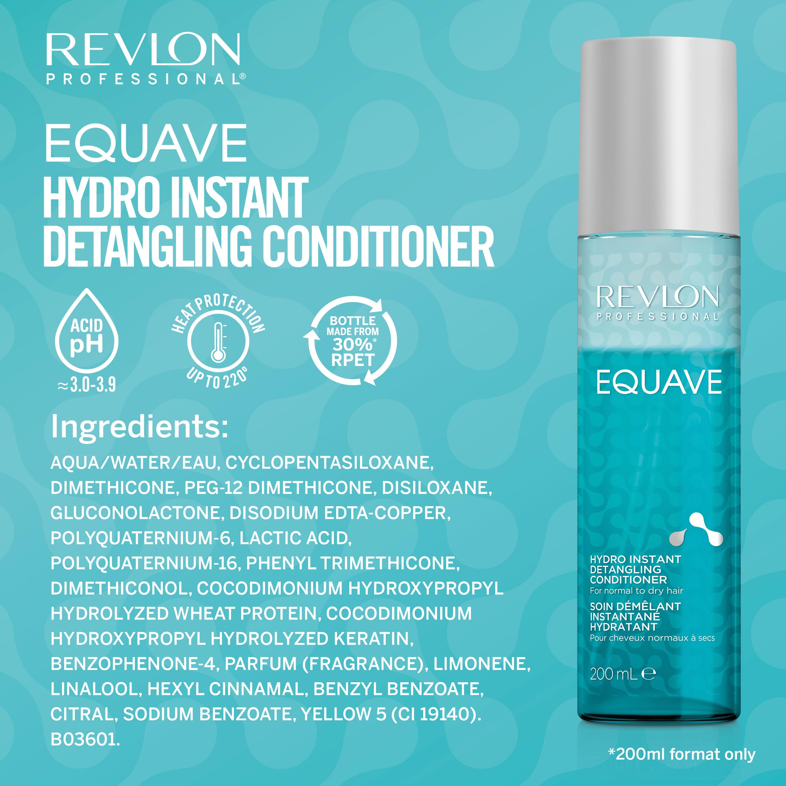 REVLON PROFESSIONAL EQUAVE HYDRO BI-PHASE DETANGLING CONDITIONER FOR NORMAL TO DRY HAIR, Detangling Conditioner, Leave-In Conditioner With Heat Protection, Hair-Smoothing Leave-In Conditioner – 200 ML