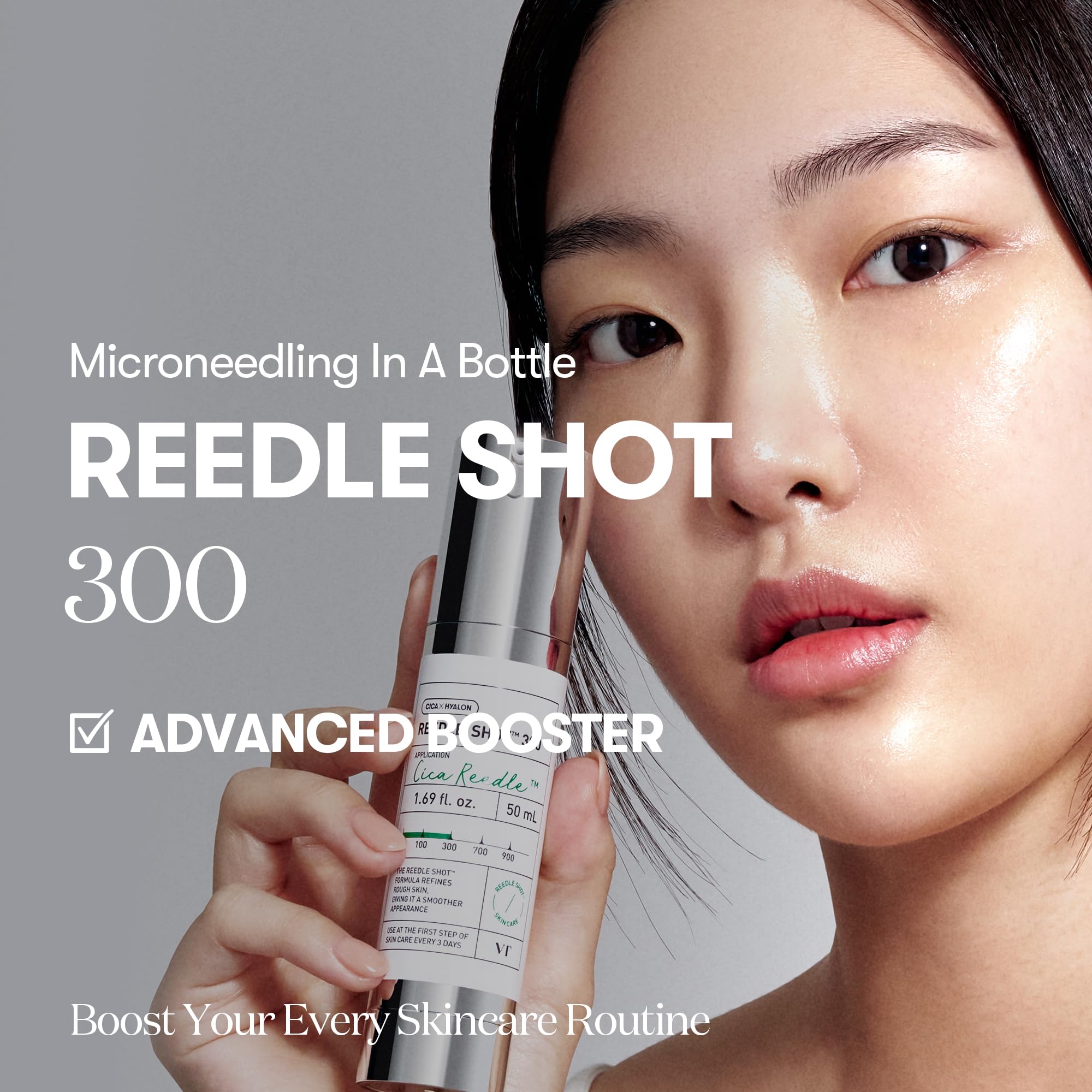 VT COSMETICS CICA Reedle Shot 300, Advanced Night Exosome, Microneedling Serum, Centella Asiatica, Hyaluronic Acid, Propolis, Soft Skin, Regeneration, Glass Skin, Korean Skin Booster 1.69Fl Oz (50ml)