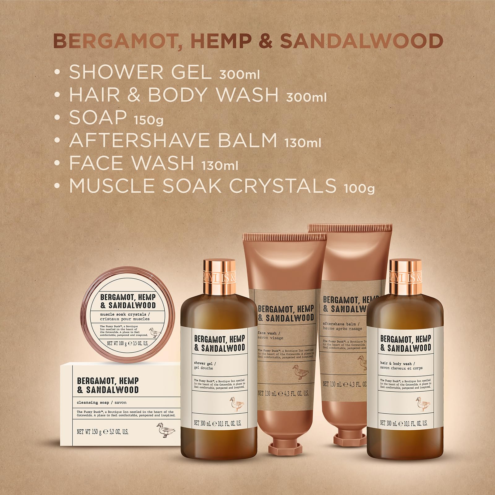 Baylis & Harding Bergamot, Hemp & Sandalwood Ultimate Wash Kit Gift Set - Vegan Friendly (Pack of 1)