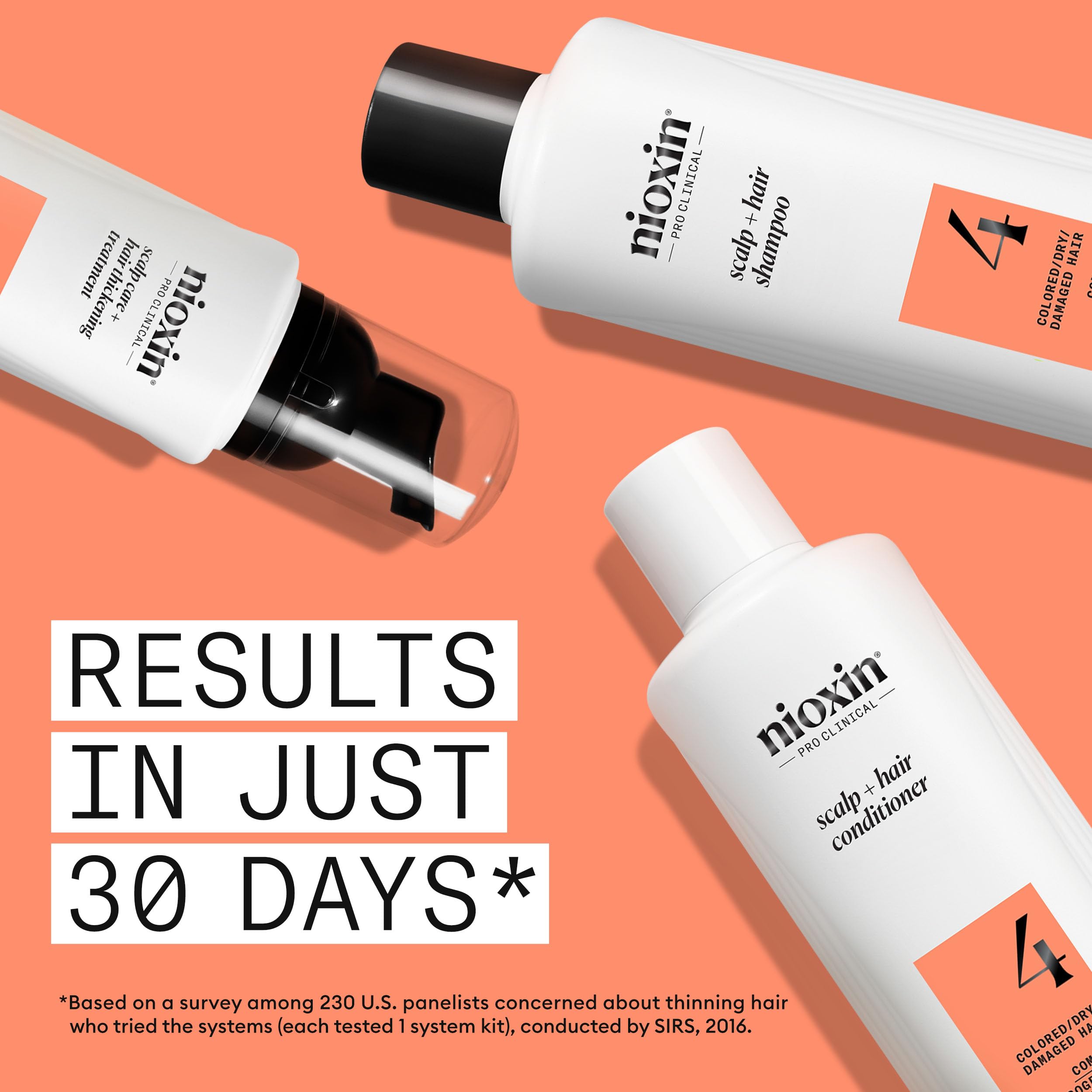 Nioxin Scalp + Hair Thickening System 4 Loyalty Kit - Hair Thickening System for Coloured, Dry and Damaged Hair with Progressed Thinning - Shampoo, Conditioner and Scalp Treatment, 300+300+100ml