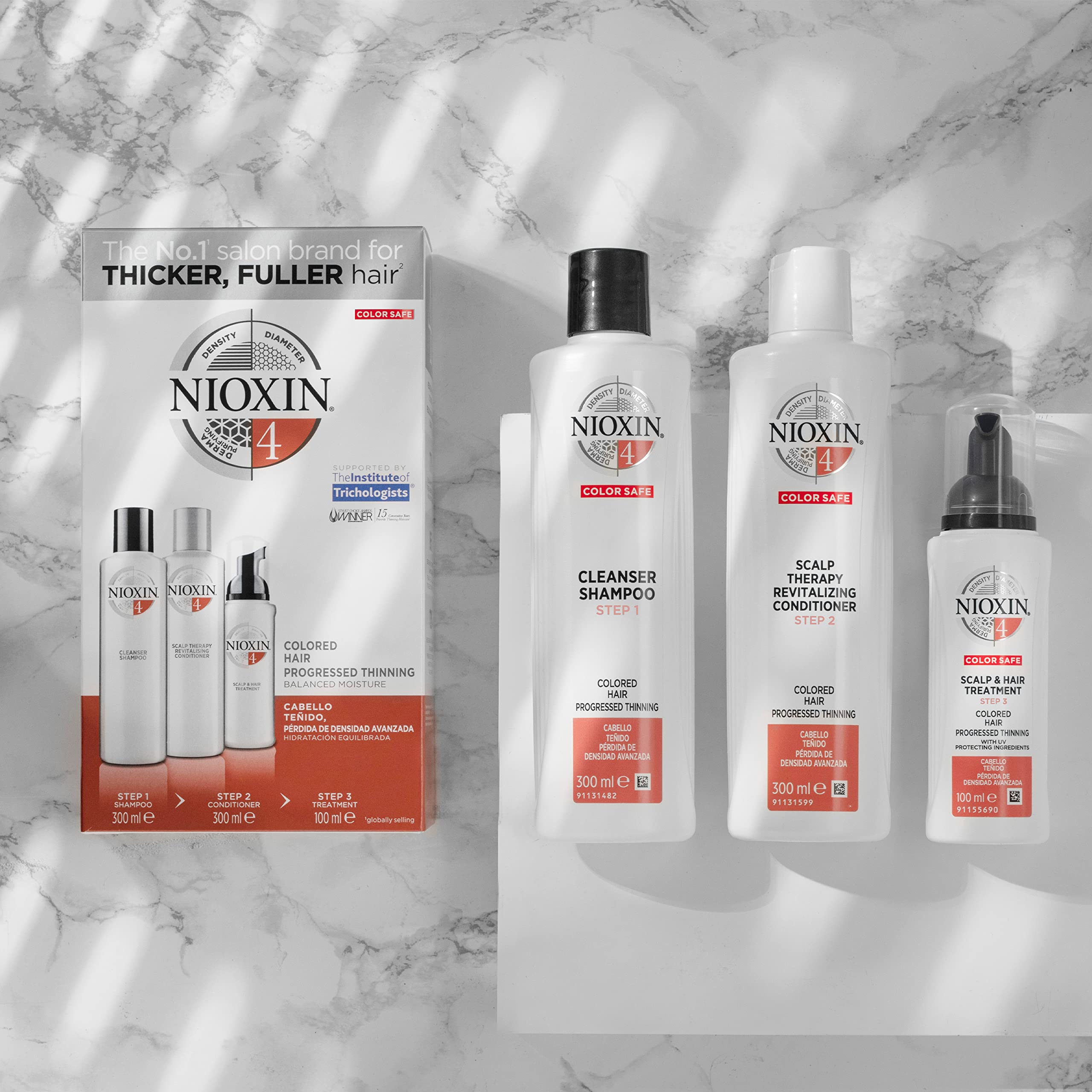 Nioxin 3-Part System | System 4 | Chemically Treated Hair with Progressed Thinning Hair Treatment | Scalp Therapy | Hair Thickening Treatment | Loyalty Kit