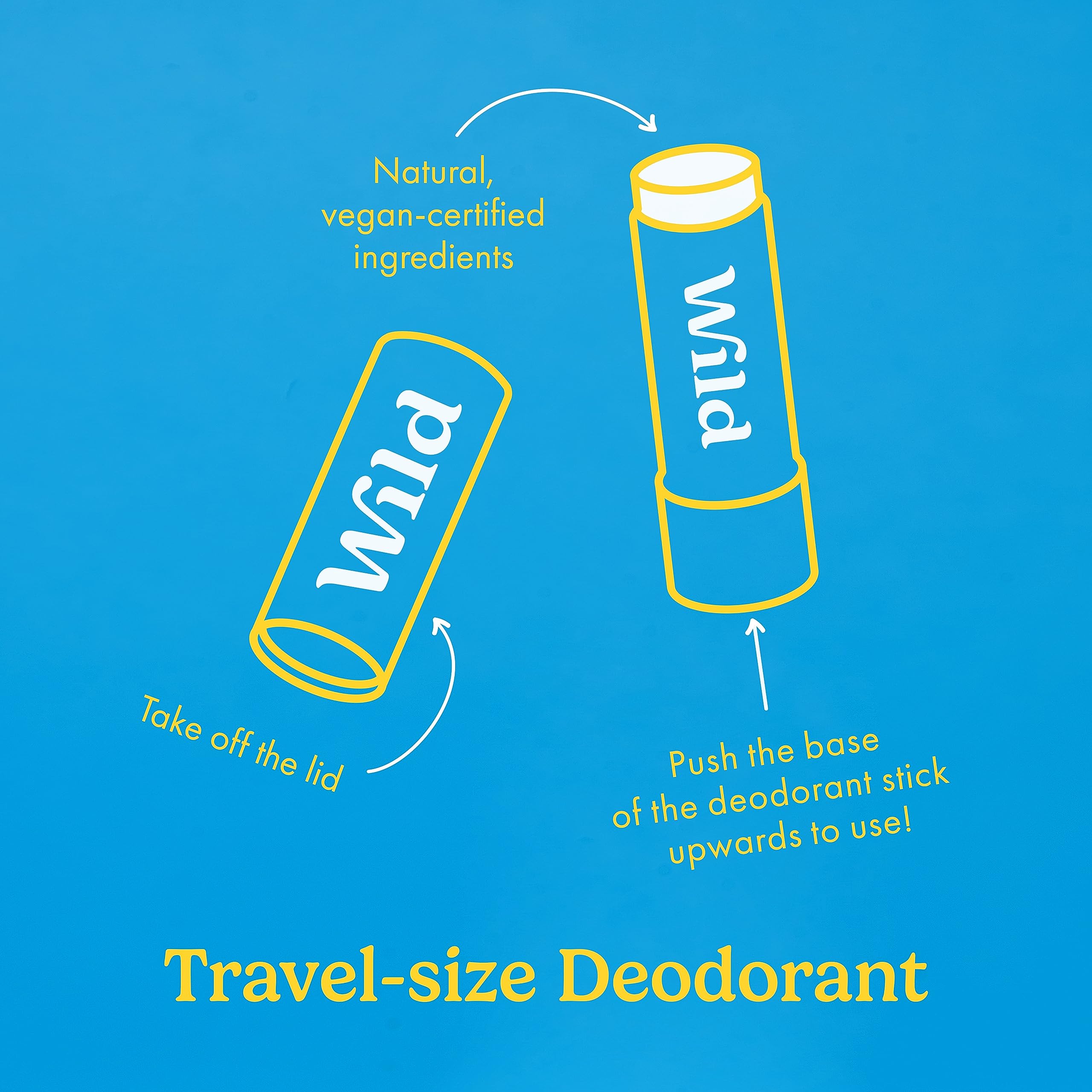 Wild - Pack of 3 Mini Deodorants - Natural Ingredients & Aluminium Free - Long Lasting Protection - Great for Holiday & Travel - Plastic Free - Vegan & Eco-Friendly - Trial Size