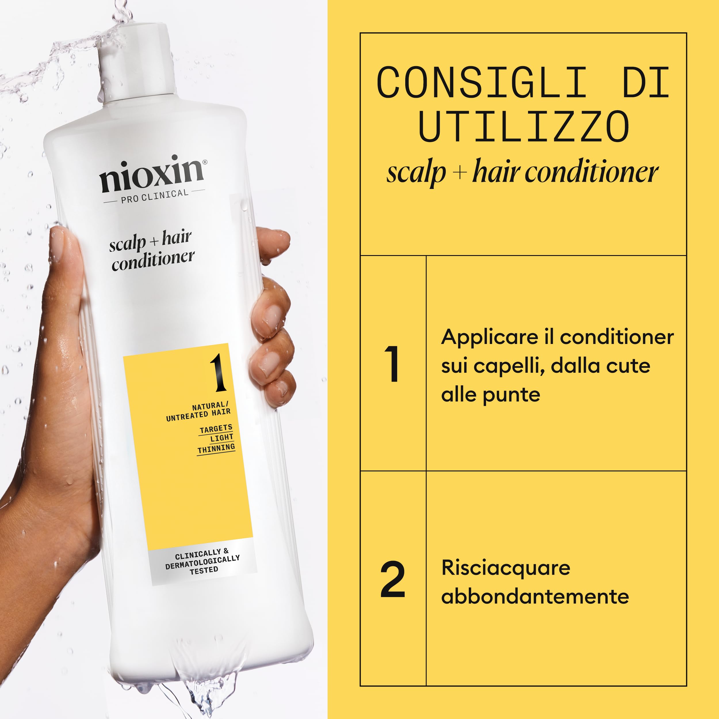 Nioxin System 1 Scalp + Hair Conditioner - Hair Thickening Conditioner for Natural Hair with Light Thinning - with Niacinamide (1l)