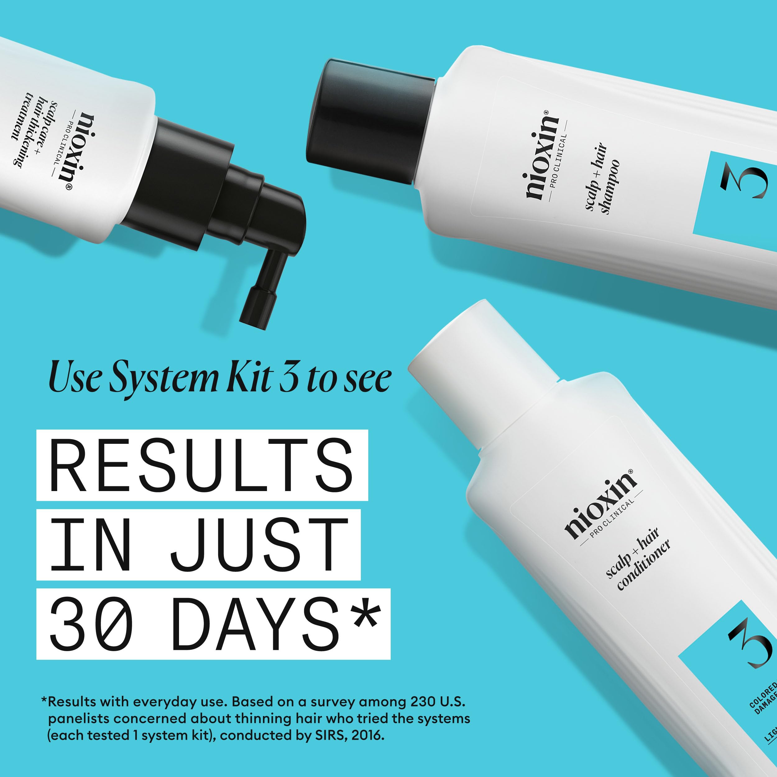 Nioxin System 3 Scalp + Hair Thickening Treatment - Hair Loss Serum for Coloured, Dry and Damaged Hair with Light Thinning - with Niacinamide and Biotin, 100ml