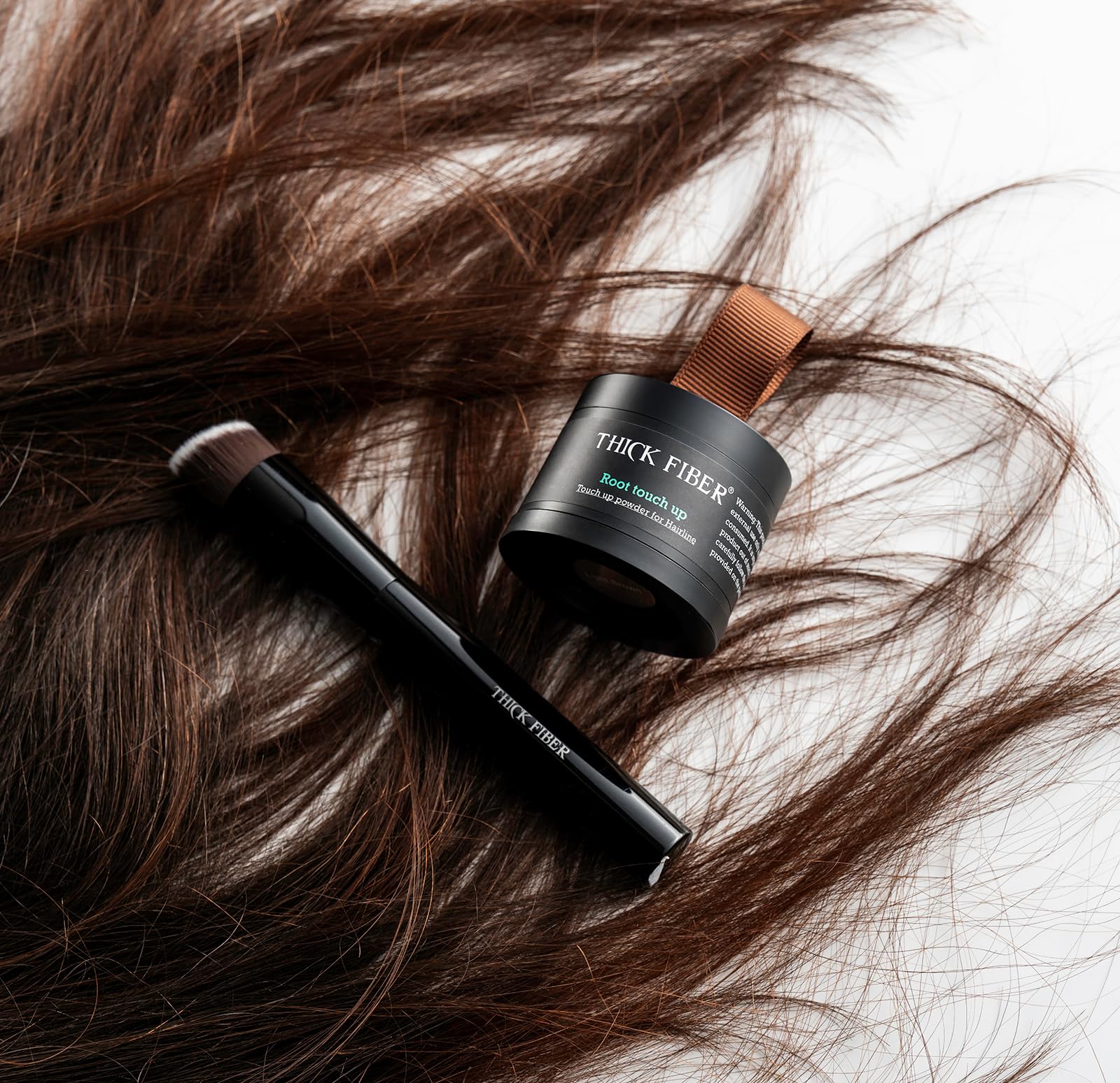 THICK FIBER Root Touch Up Powder – Covers Gray Roots & Hairline for Women – Water & Sweat Resistant Hair Powder Concealer for Thinning Hair with Brush Included (Medium Brown)