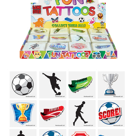HENBRANDT Childrens Football Tattoos - 3 Pack = 36 Tattoos