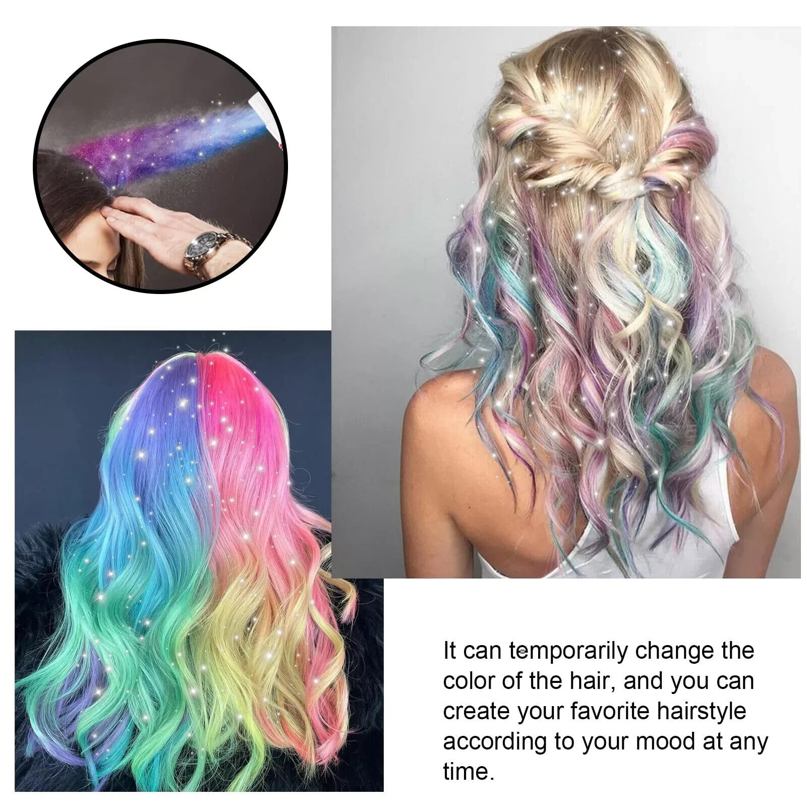 6 * 200ml Cans Rainbow Colour Hair Spray - Perfect for fun and Special Occasions -Vibrant Cans of Rainbow Colour Hair Spray