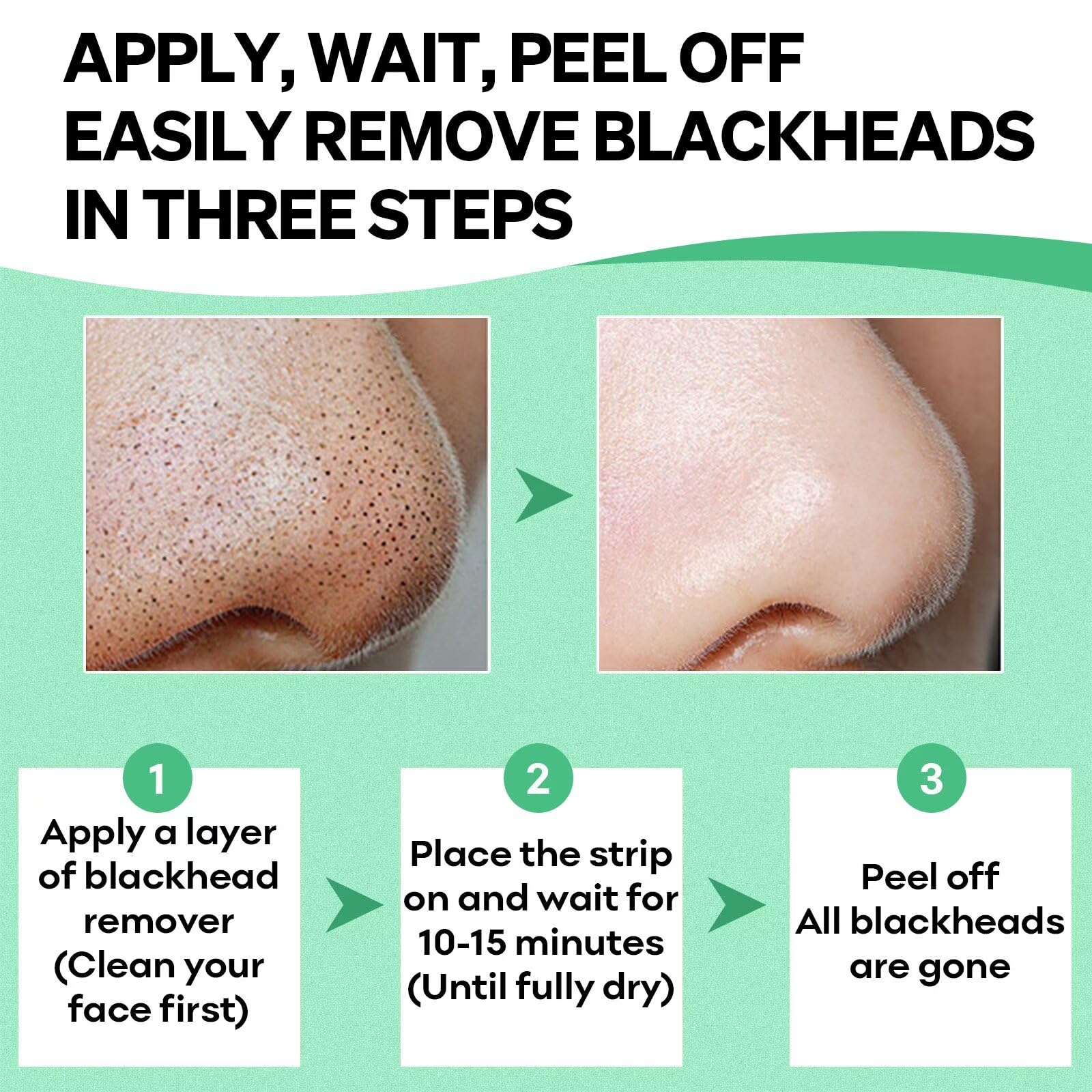 Blackhead Remover Peel Off Mask for Nose & Face - Blackhead Removal Deep Cleansing Kit with 100pcs Strips, 1.7oz
