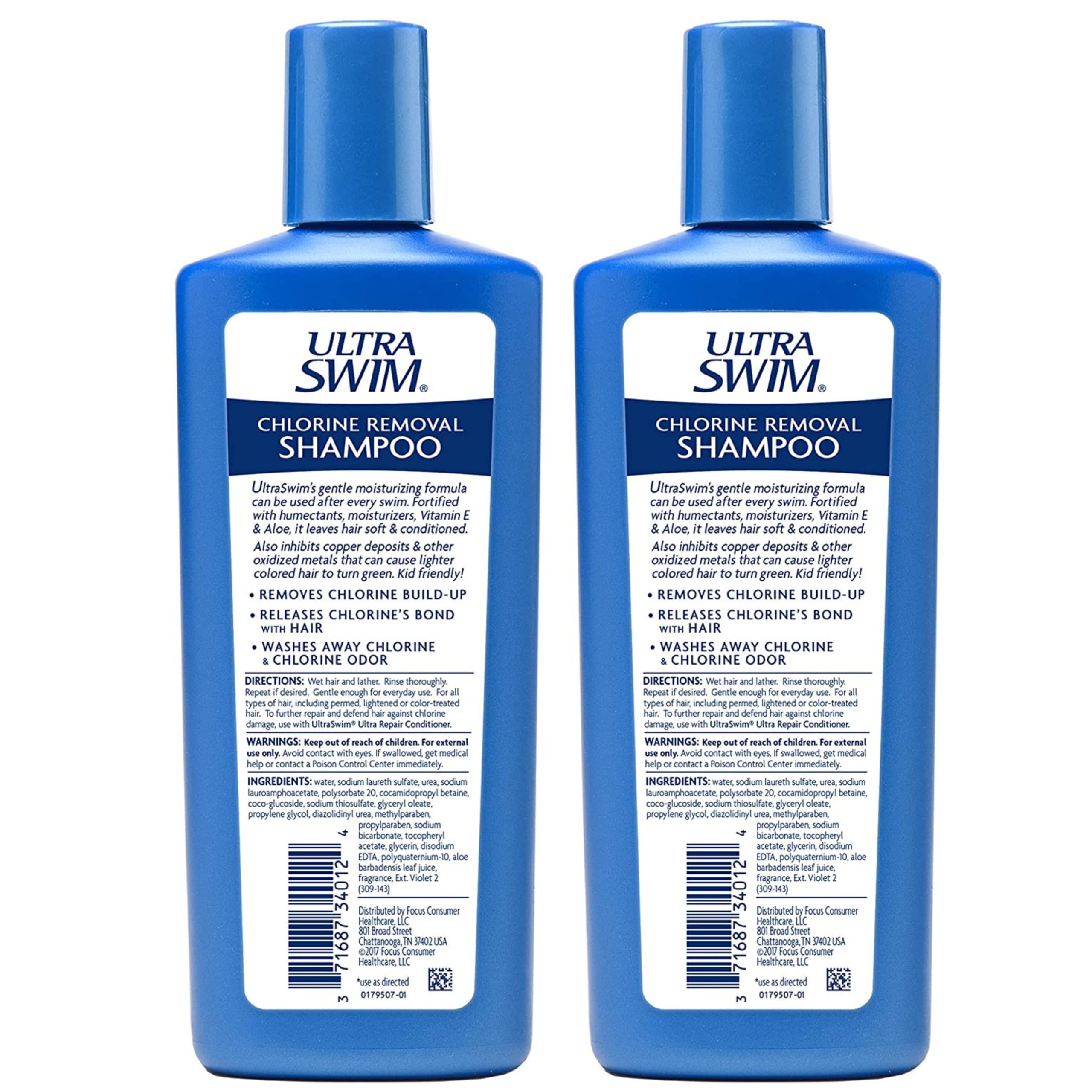 UltraSwim Chlorine Removal Shampoo 2-Pack. Moisturising Formula. Removes Chlorine and Chlorine Odour With Just One Use. 207 Millilitres