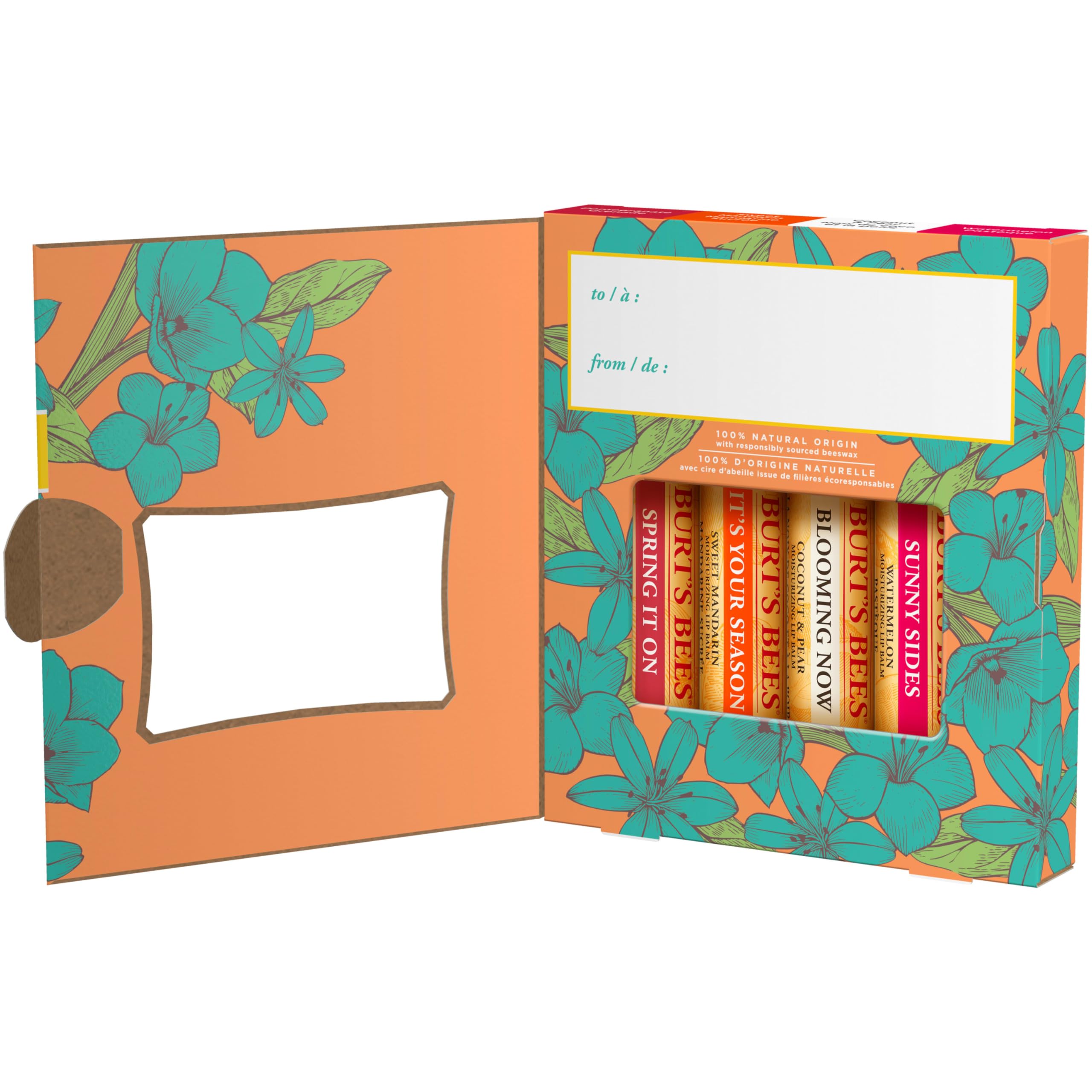 Burt's Bees Lip Balm - Just Picked Gifts Set with Pomegranate, Watermelon, Sweet Mandarin, Coconut and Pear Natural Lip Treatment Tubes, 4, 0.15 oz.