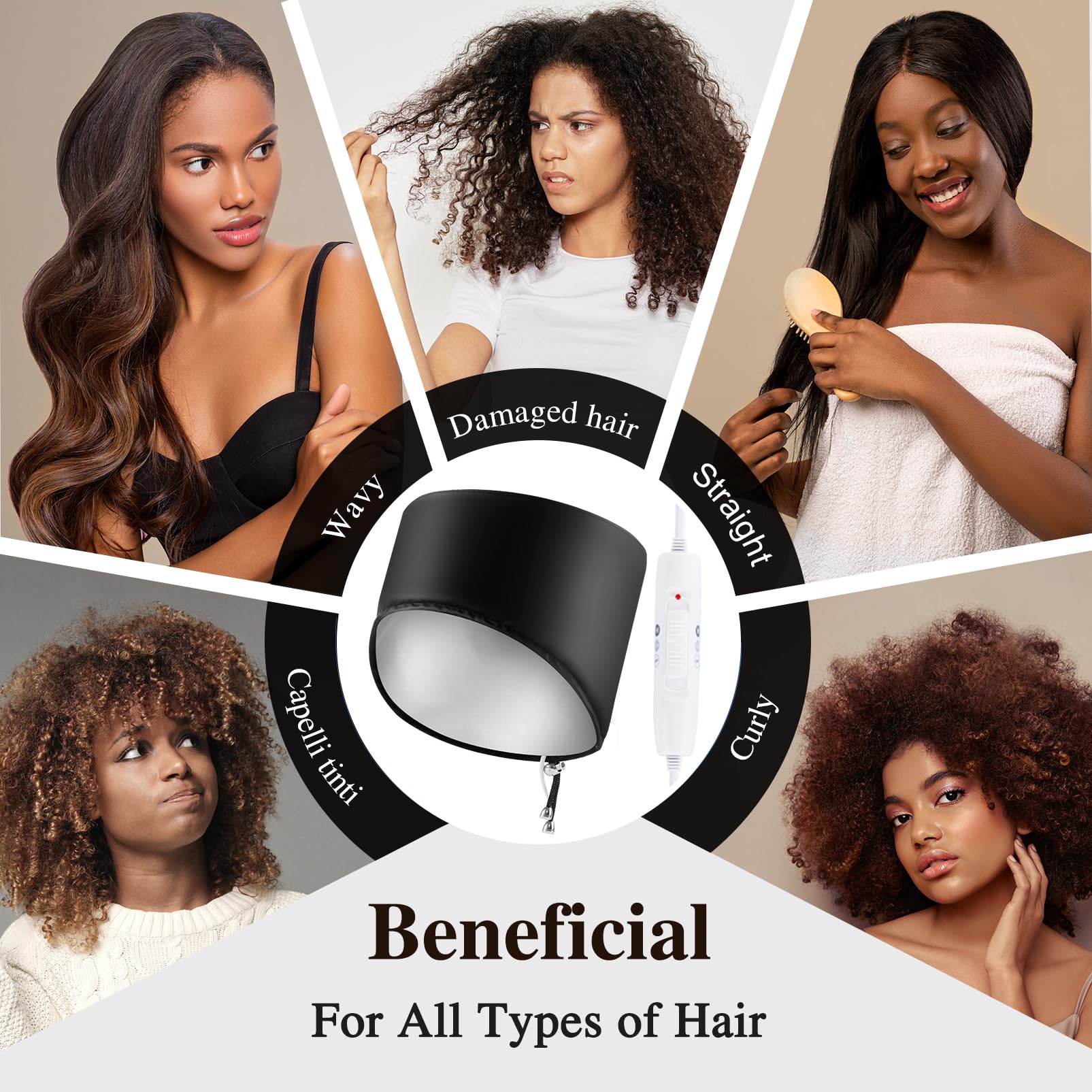 Hair Cap Treatment Steamer for Deep Conditioning - Thermal Hot Head Heat Hat Electric for Afro Hair Spa Care Home Use with 2 Mode/Black (UK Plug)