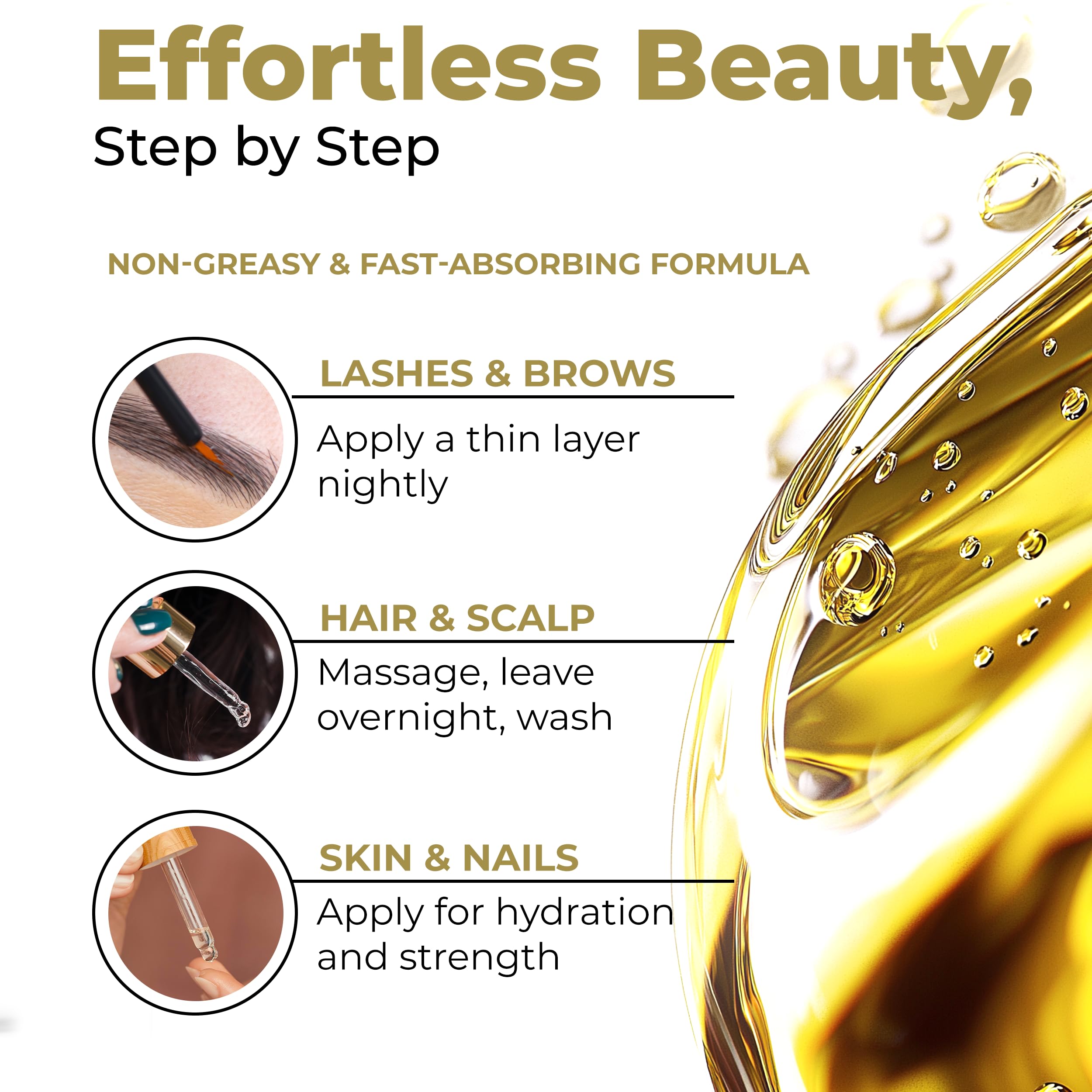 PROLIXIR Organic Castor Oil 60mls with Biotin & Vitamin E - Growth Serum for Eyebrows, Eyelashes, Hair, Nails & Skin - Cold Pressed, 100% Pure, Vegan, Cruelty Free - Mascara kit with Pipette and Wands
