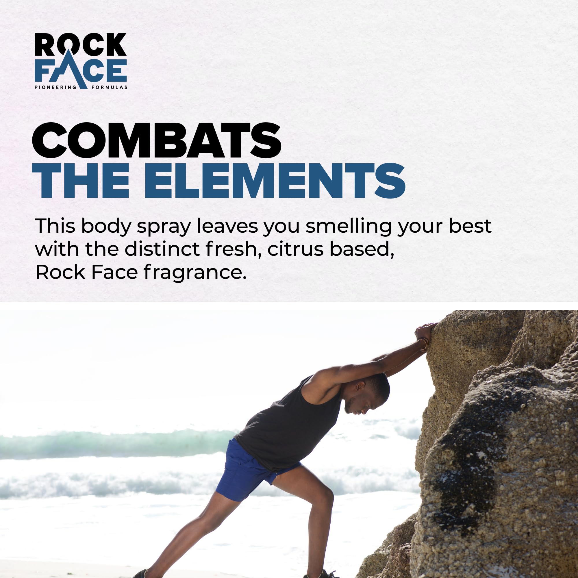 Rock Face Men's Body Spray - Refined Fragrance Body Spray Deodorant for Men, 200ml, Sandalwood & Cedar Scent, Long Lasting, Multipack of 6
