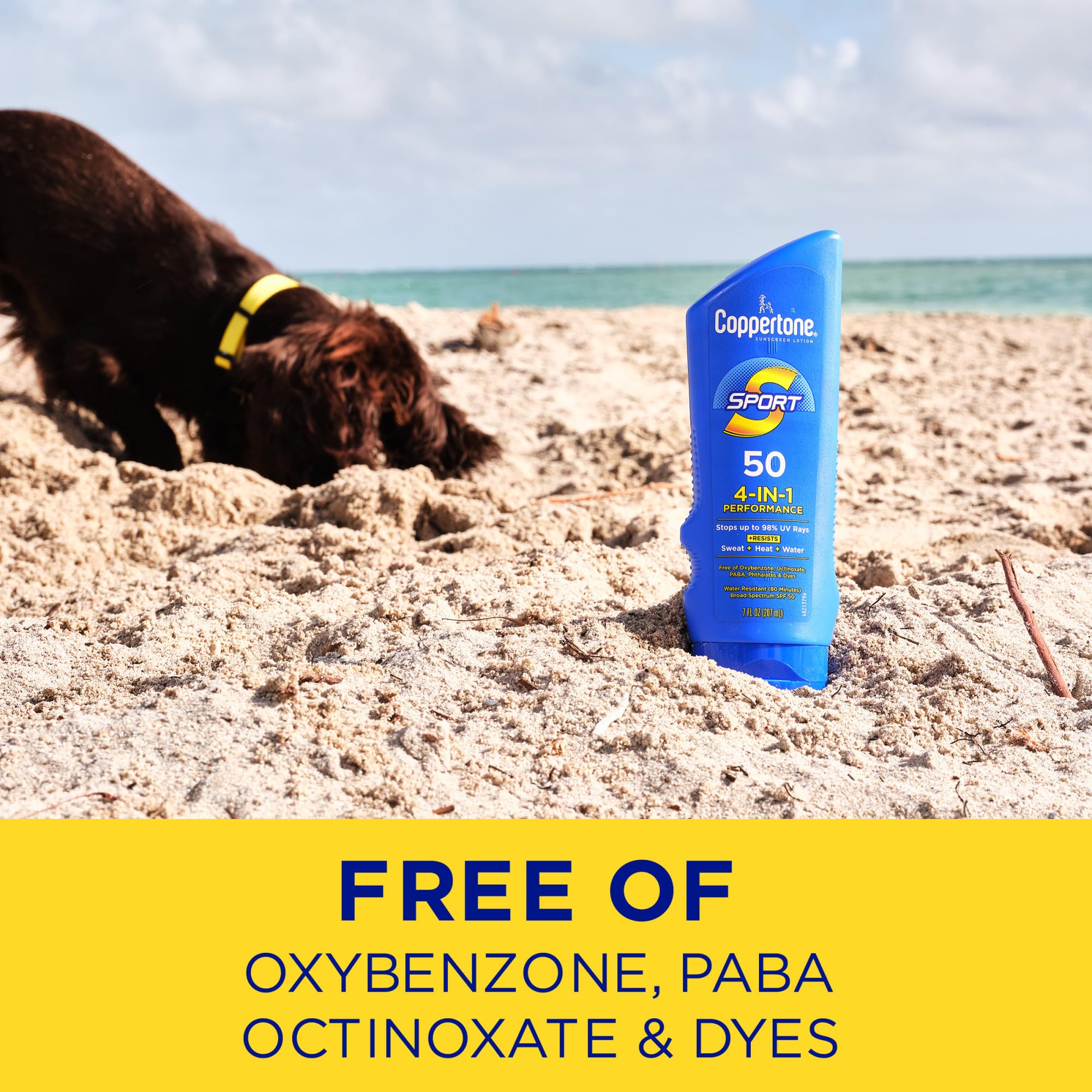 Coppertone SPORT Sunscreen SPF 50 Lotion, Water Resistant Sunscreen, Body Sunscreen Lotion, 7 Fl Oz